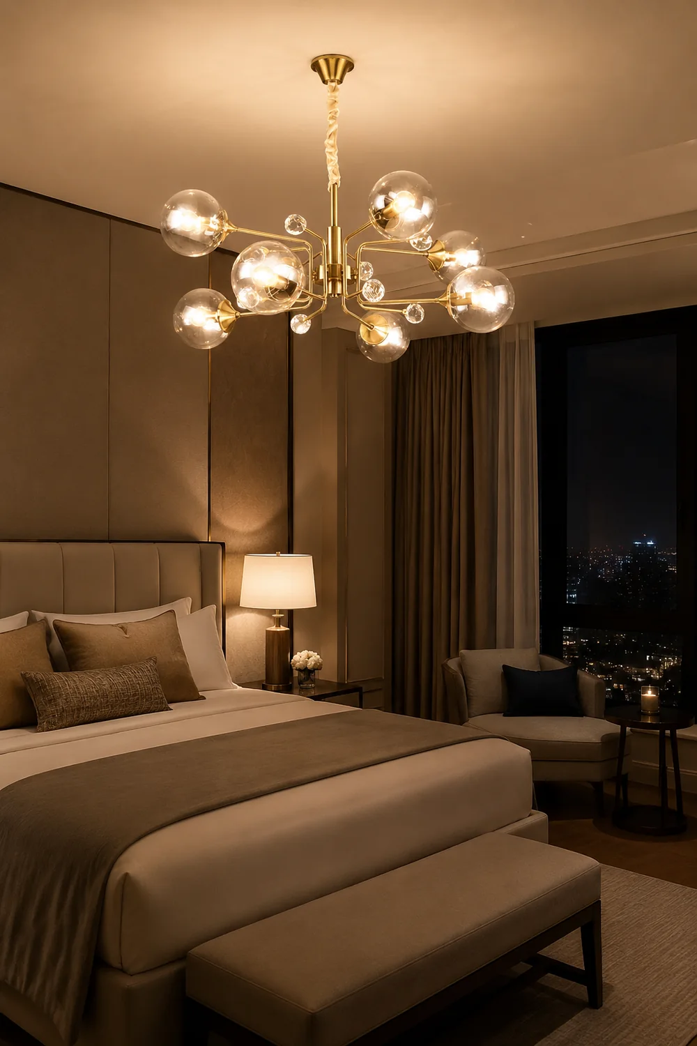 Gold Glass Modern LED chandelier - Lumpaz