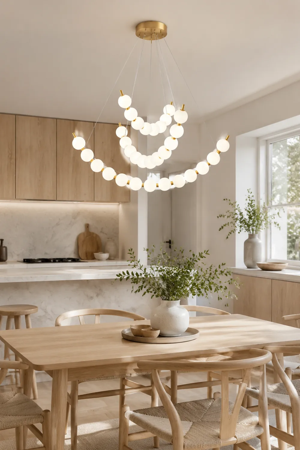 Unique Pearl Design White Ball LED Necklace Chandelier - Lumpaz