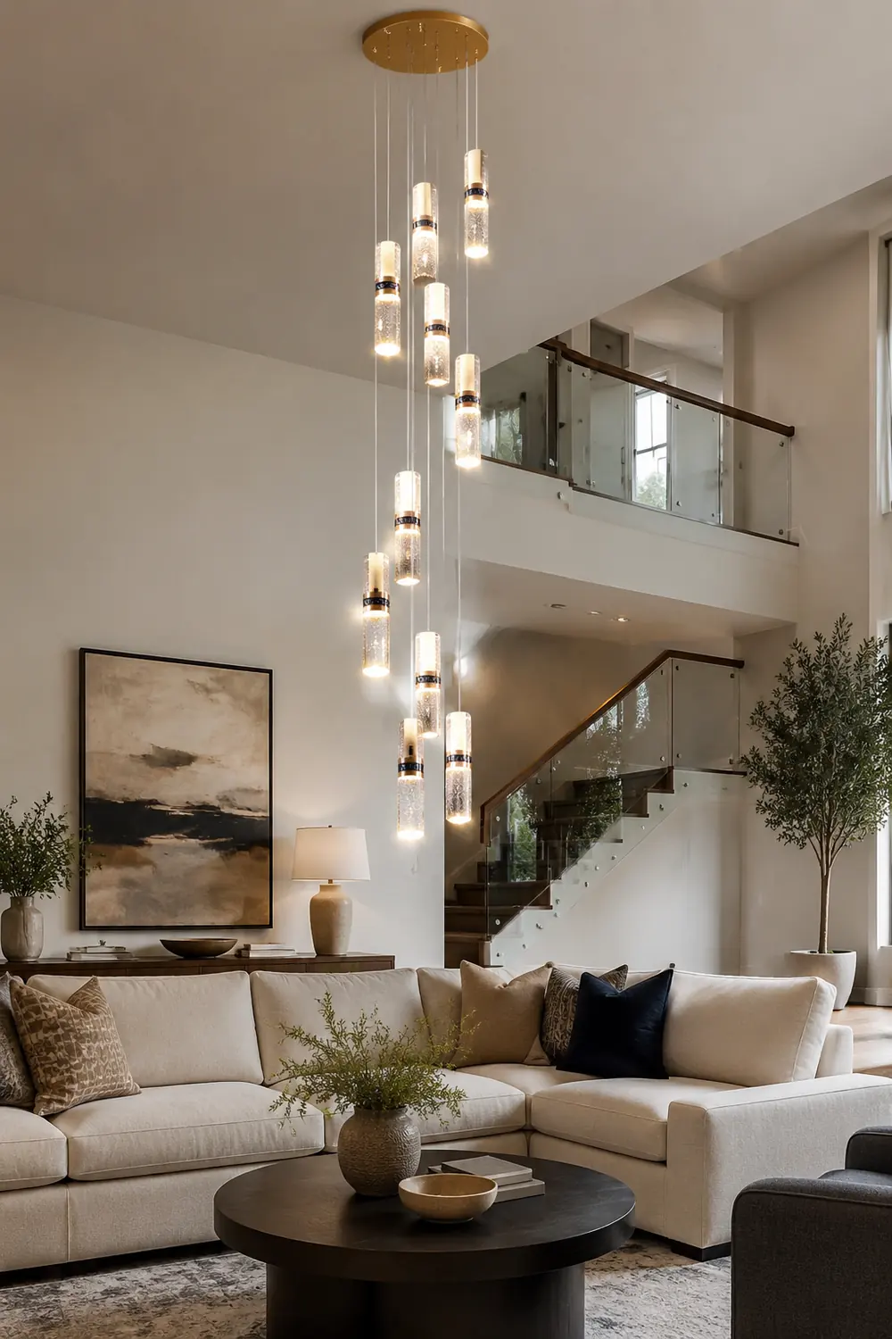 Luxury Crystal Staircase Long Chandelier - Lumpaz