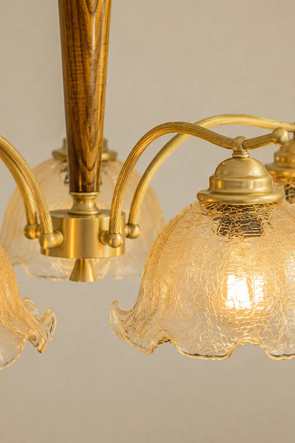 Mid Century Petals All Copper Log Glass Chandelier - Lumpaz