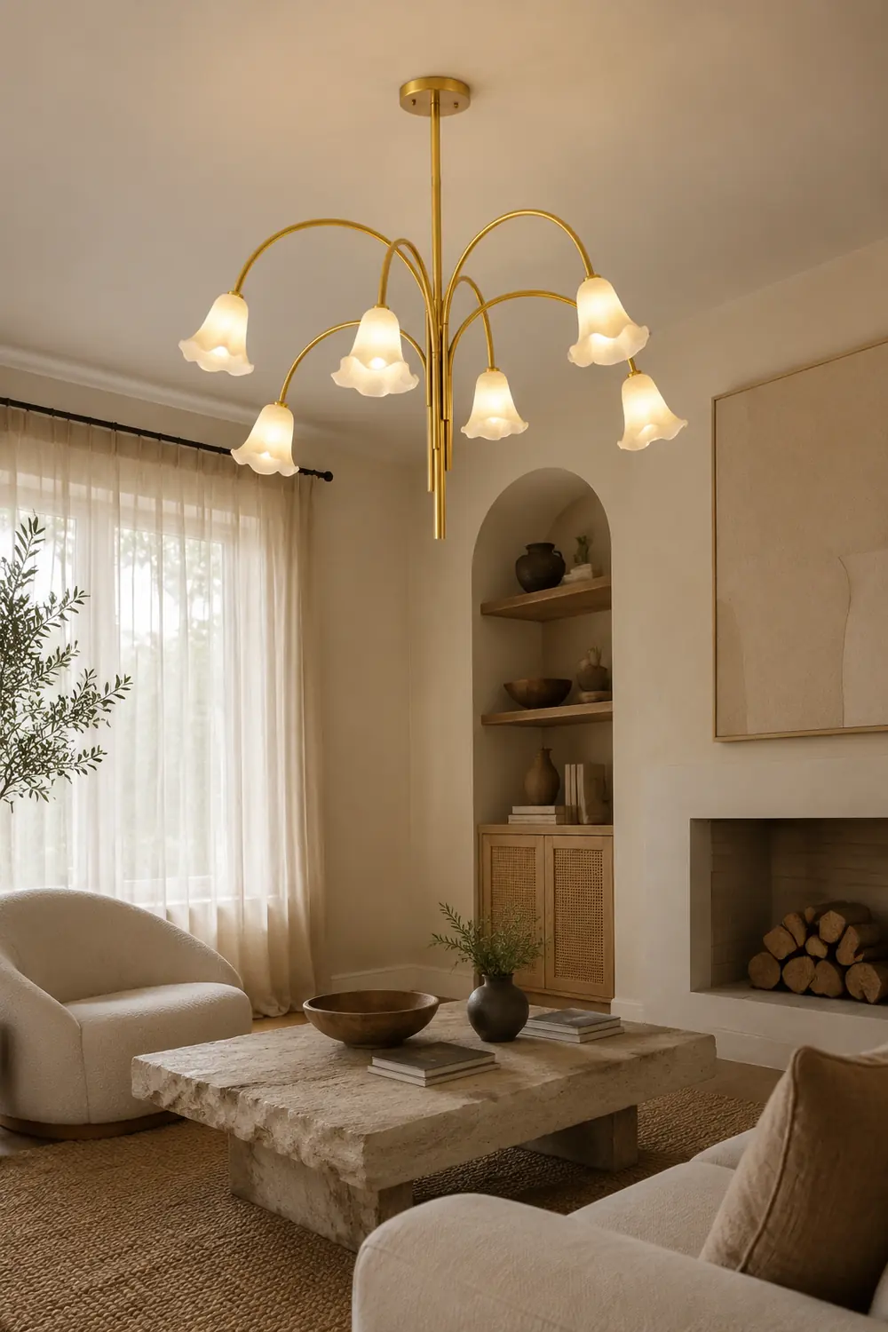 French Vintage Glass Flower Bedroom Chandelier Bauhaus Chandeliers - Lumpaz