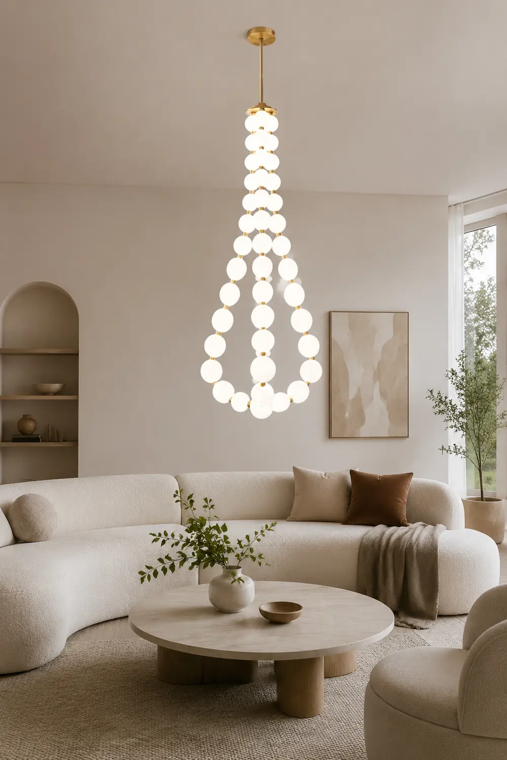 Art Deco White Bubble LED Chandelier For Staircase - Lumpaz