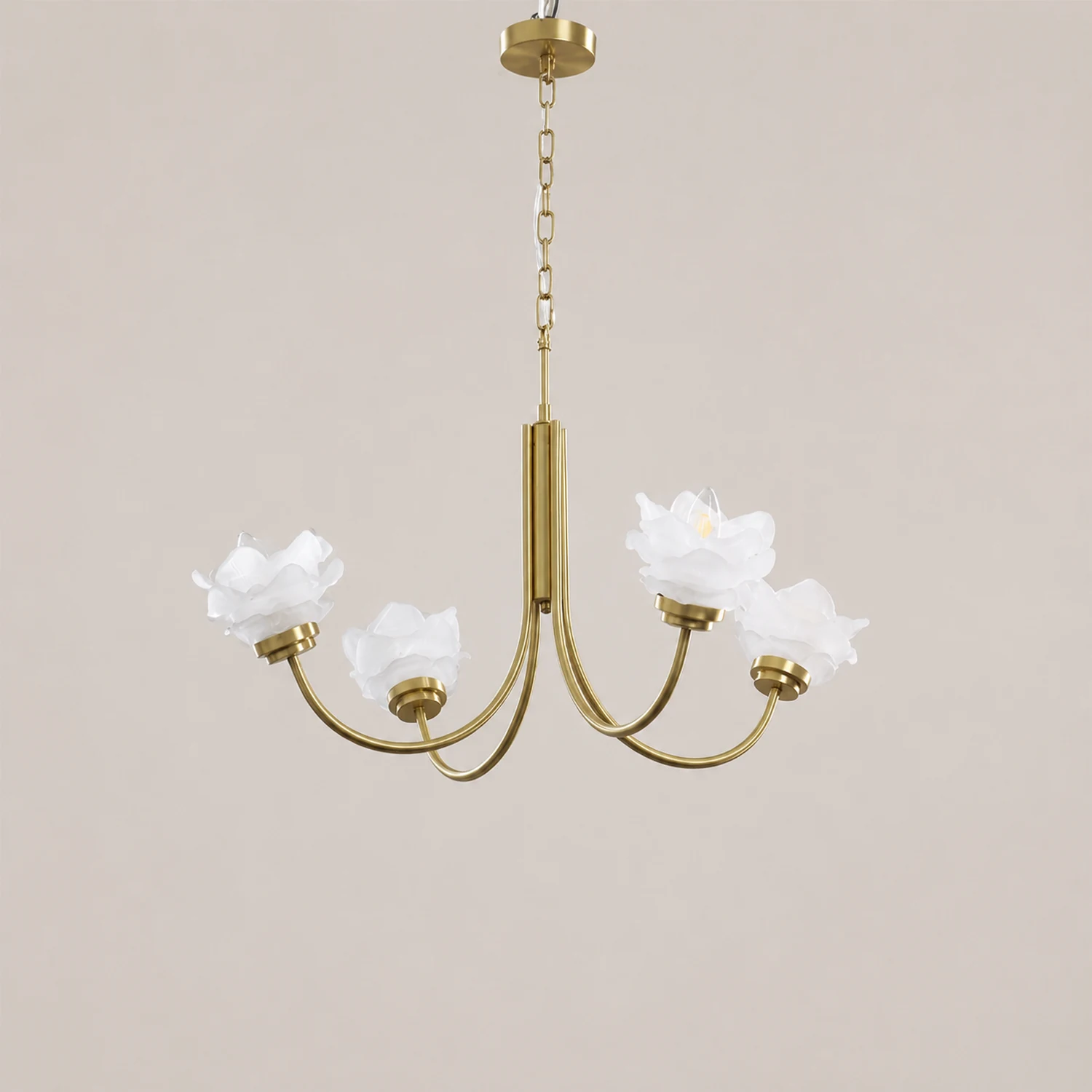 3 Heads French Simple Chandelier Vintage Rose Flower Glass Chandeliers - Lumpaz