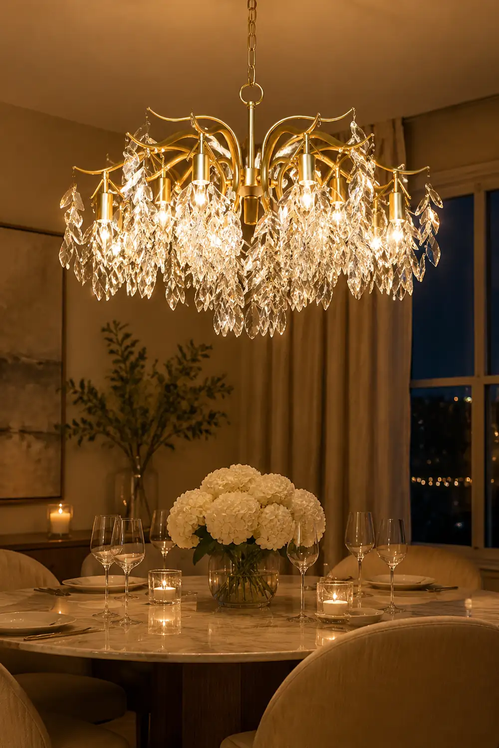 Modern Large Crystal Gold Tiered Dining Room Chandelier - Lumpaz