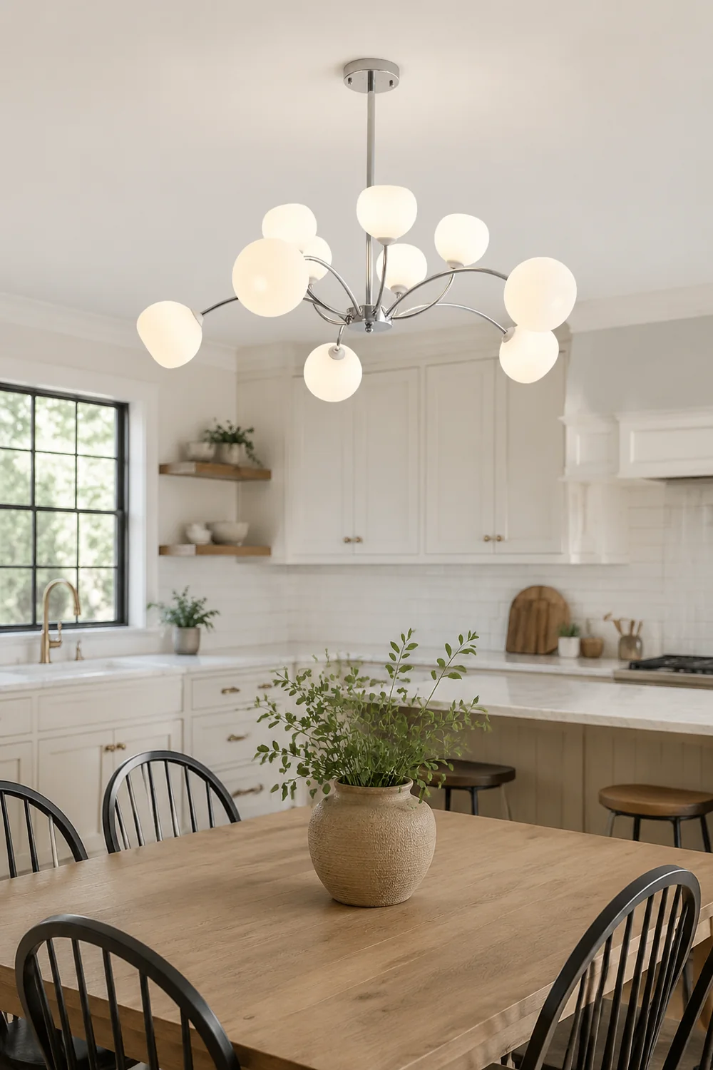 White Glass Globe Sputnik Shape Chandelier - Lumpaz