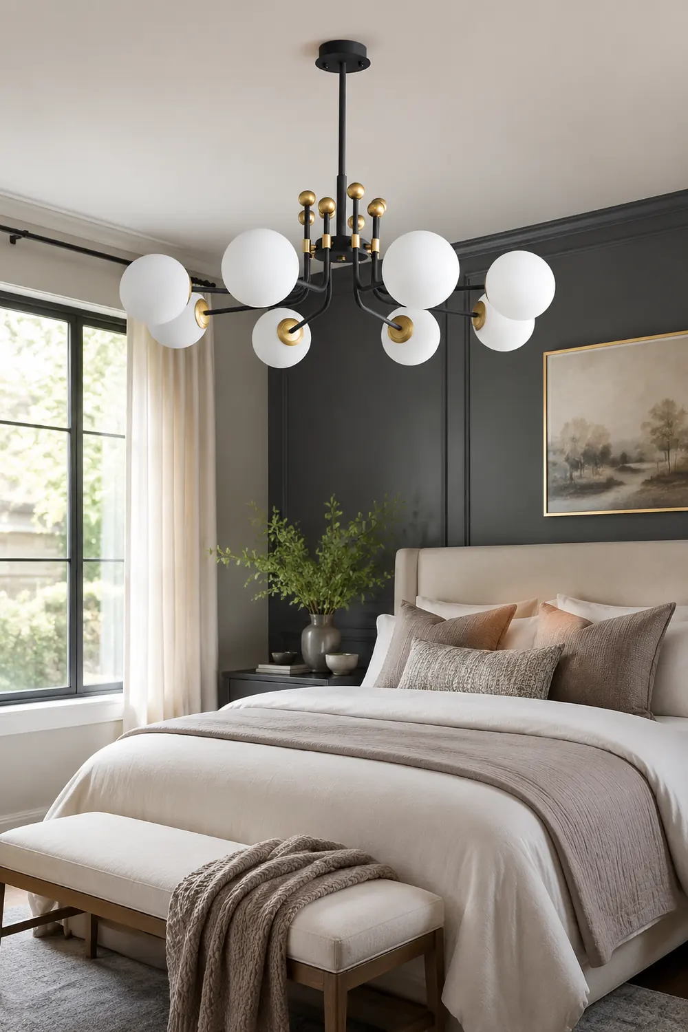 Black Gold Sputnik Chandelier Modern Pendant Light - Lumpaz
