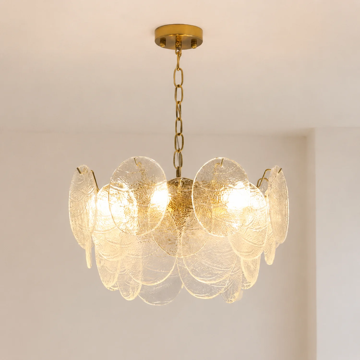 Glass Disc Pendant Light Large Ice Glass Chandelier - Lumpaz
