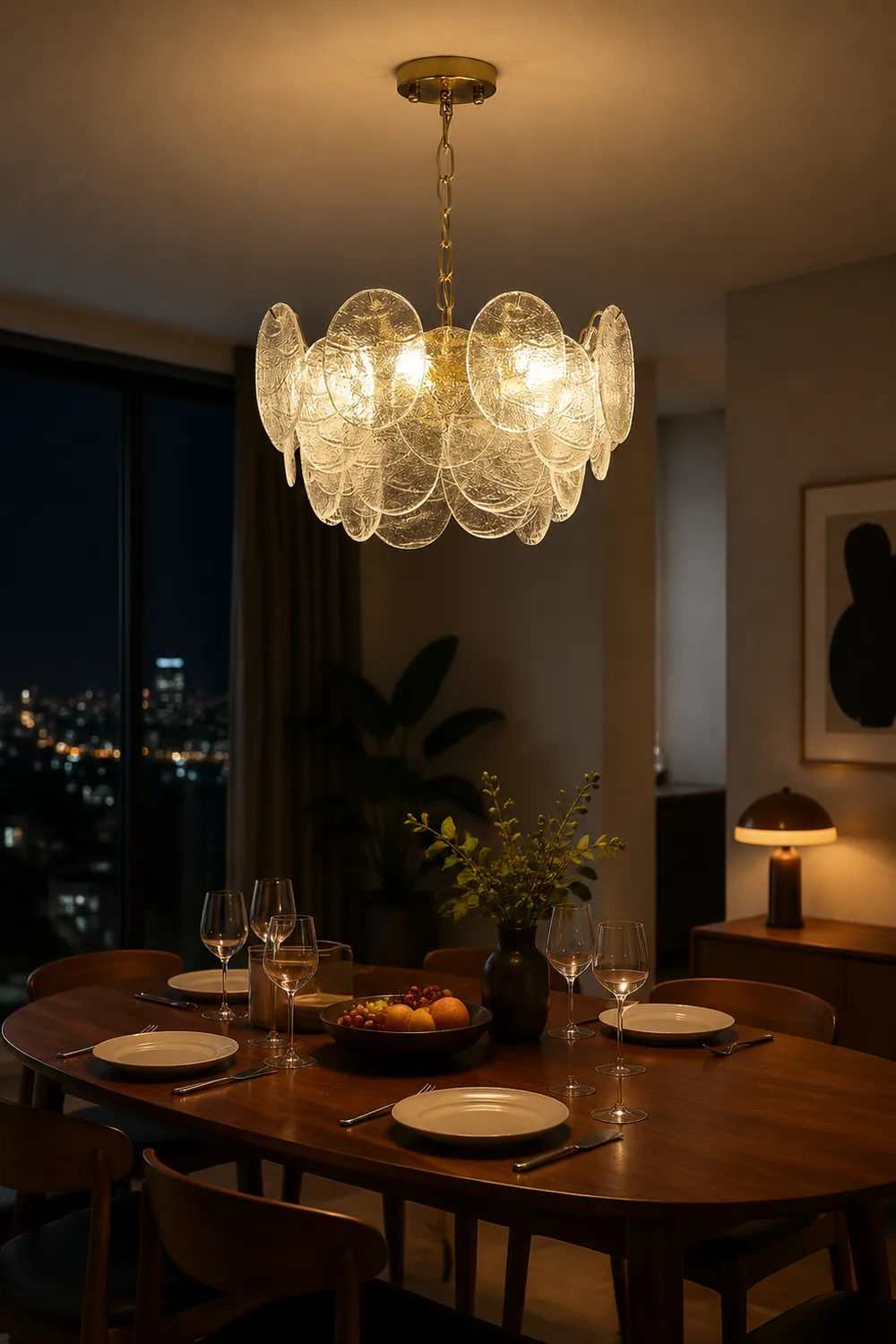 Glass Disc Pendant Light Large Ice Glass Chandelier - Lumpaz