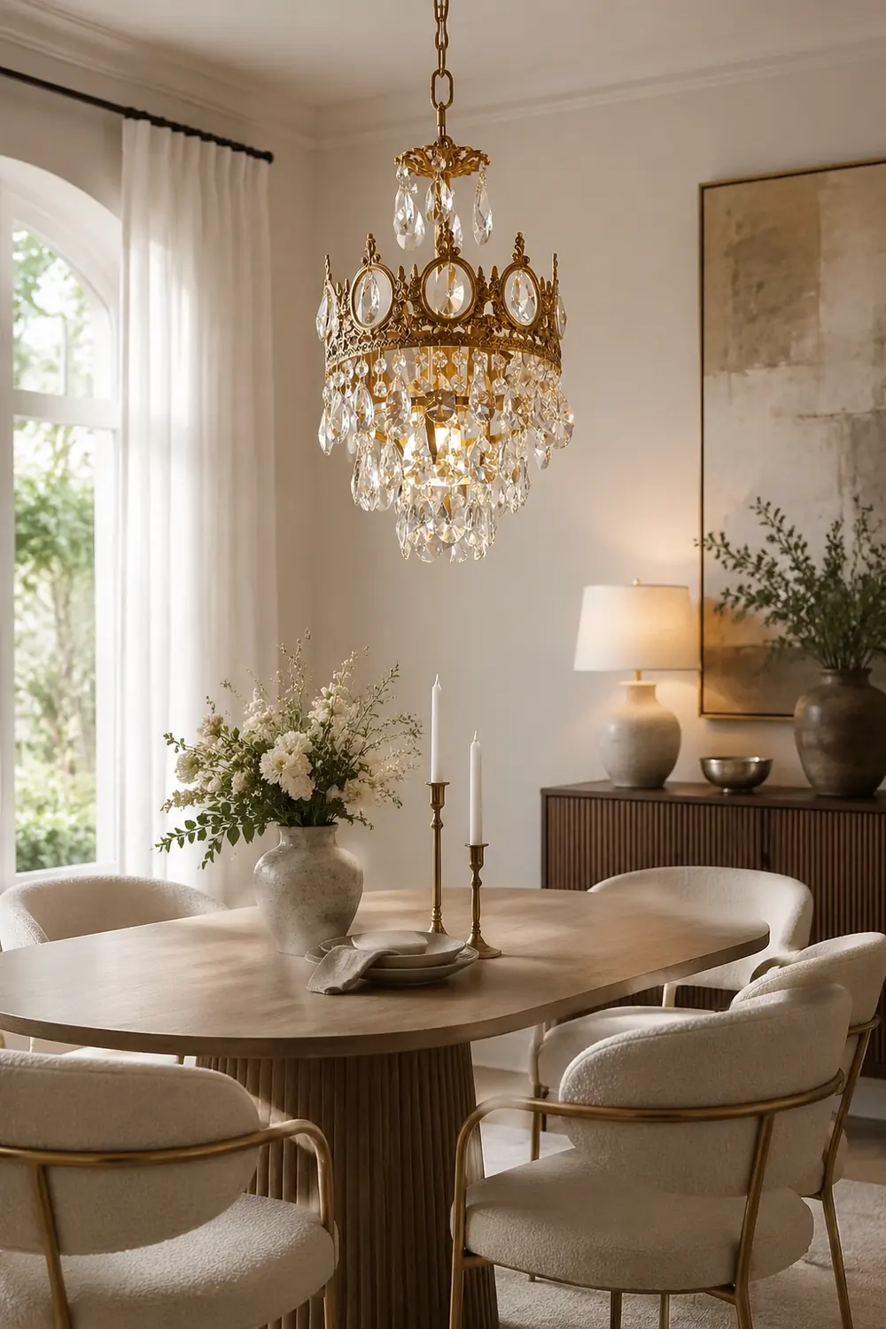 Retro French Gold Crystal Chandelier - Lumpaz