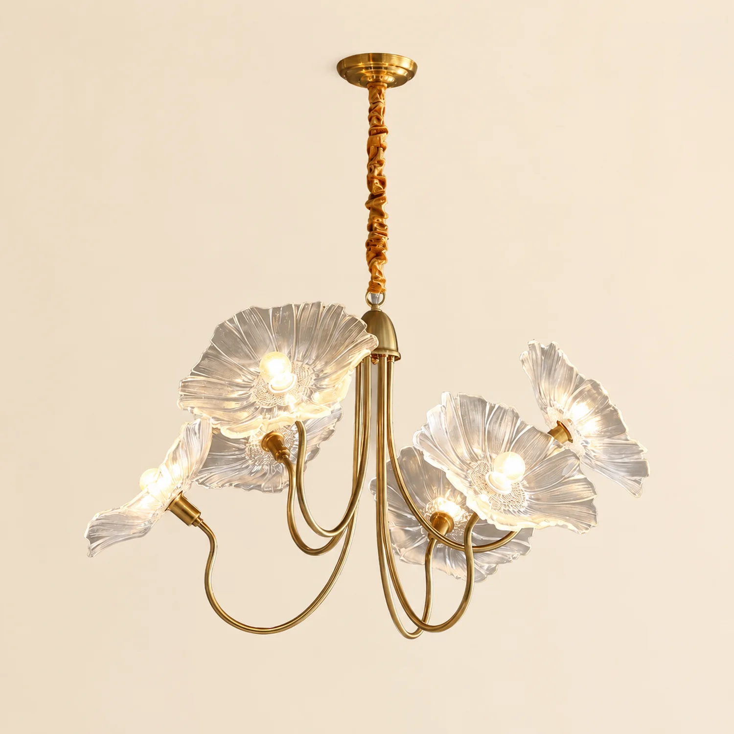 Modern Lotus Leaf Glass Living Room Chandelier - Lumpaz