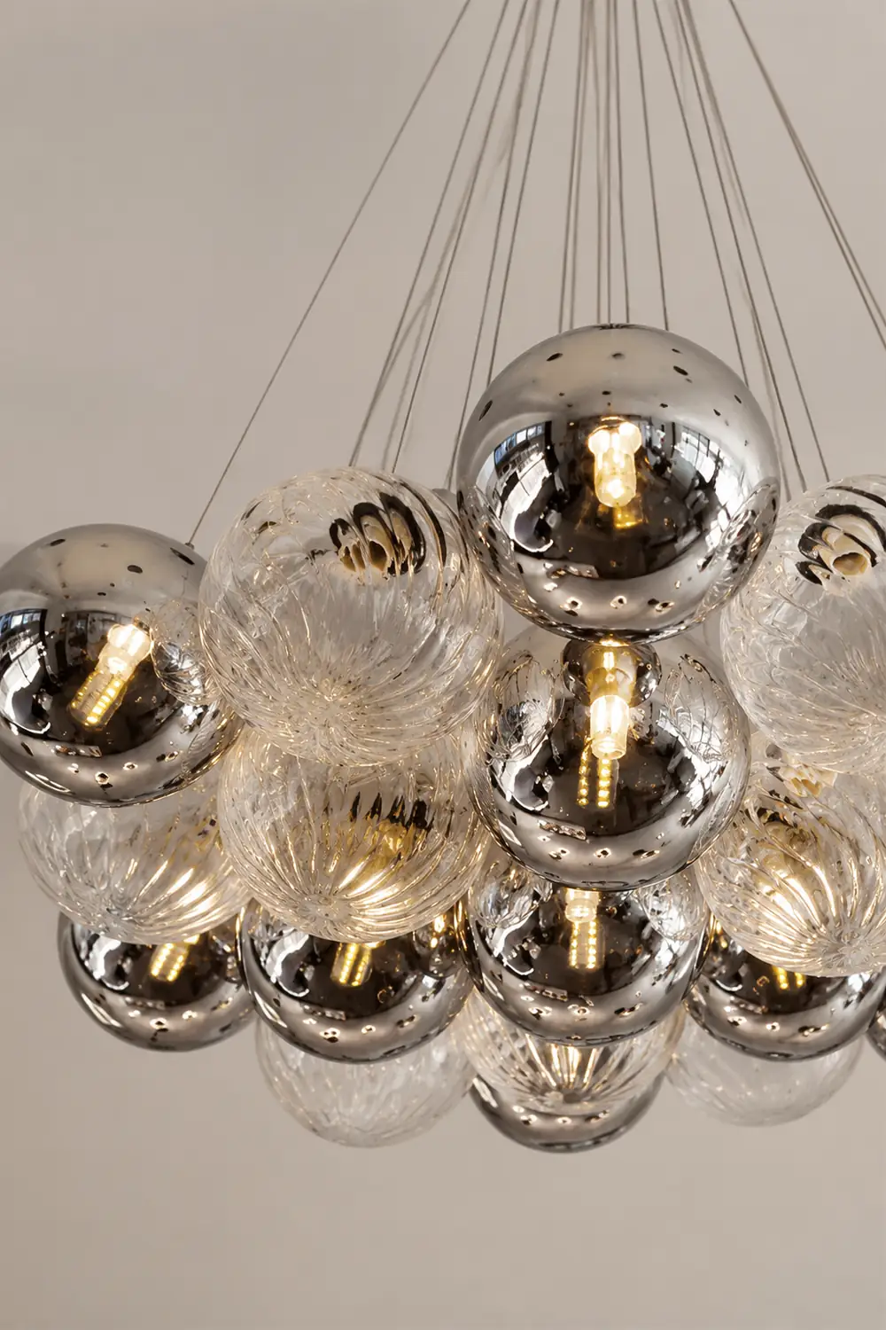 Grey Bubble Glass Ball LED Chandelier - Lumpaz