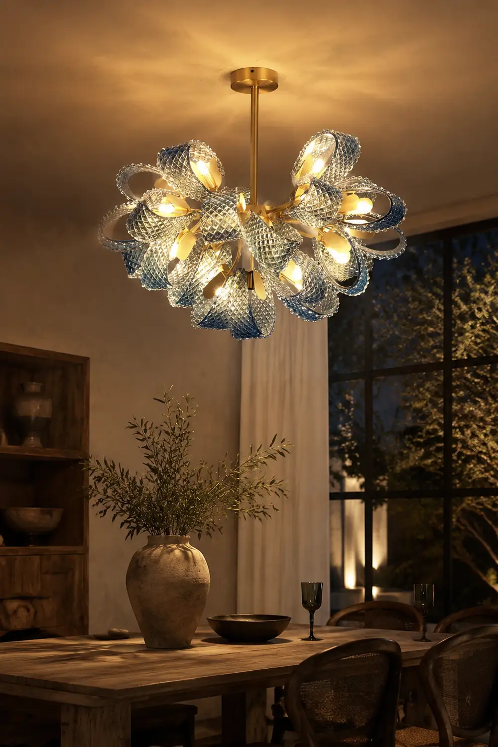 Luxury Style Gorgeous Blue Chandelier Modern Copper Glass Chandelier - Lumpaz