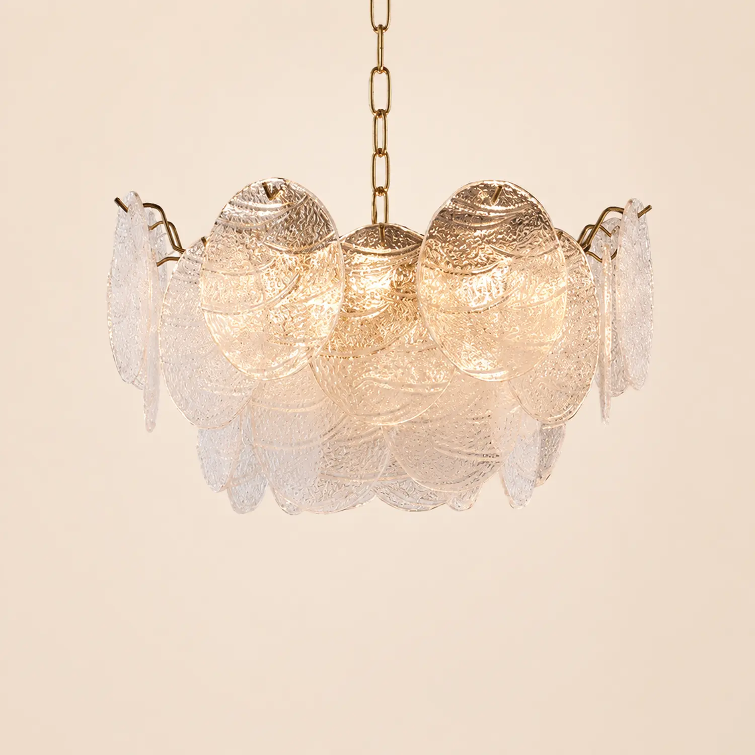 Glass Disc Pendant Light Large Ice Glass Chandelier - Lumpaz