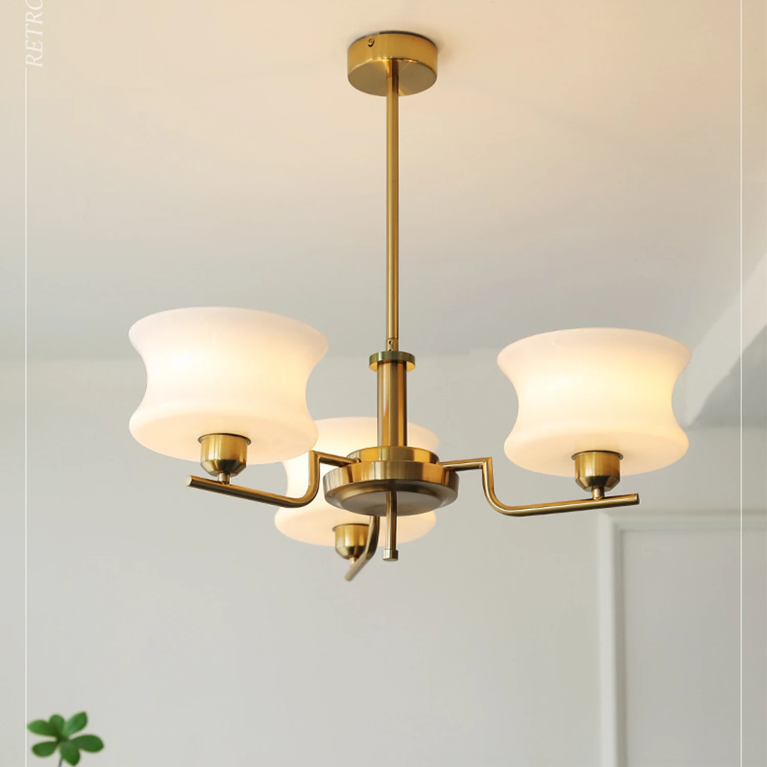 Nordic Belue Brass Glass Chandelier For Dining Room - Lumpaz