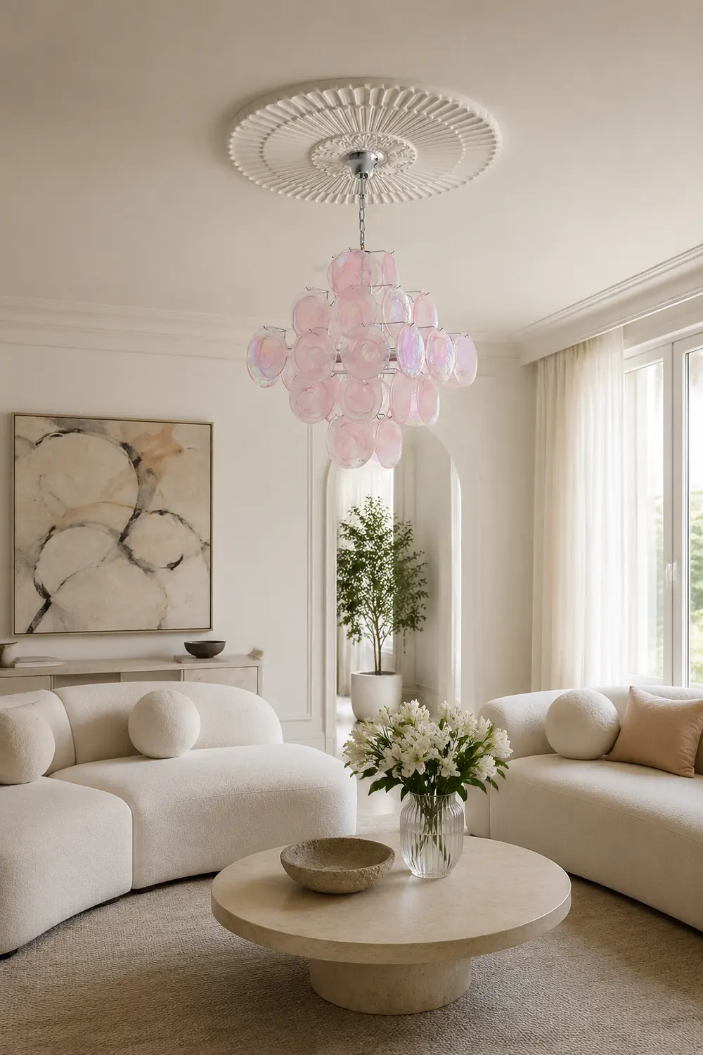 Pink Murano Glass Chandelier for Living Room - Lumpaz