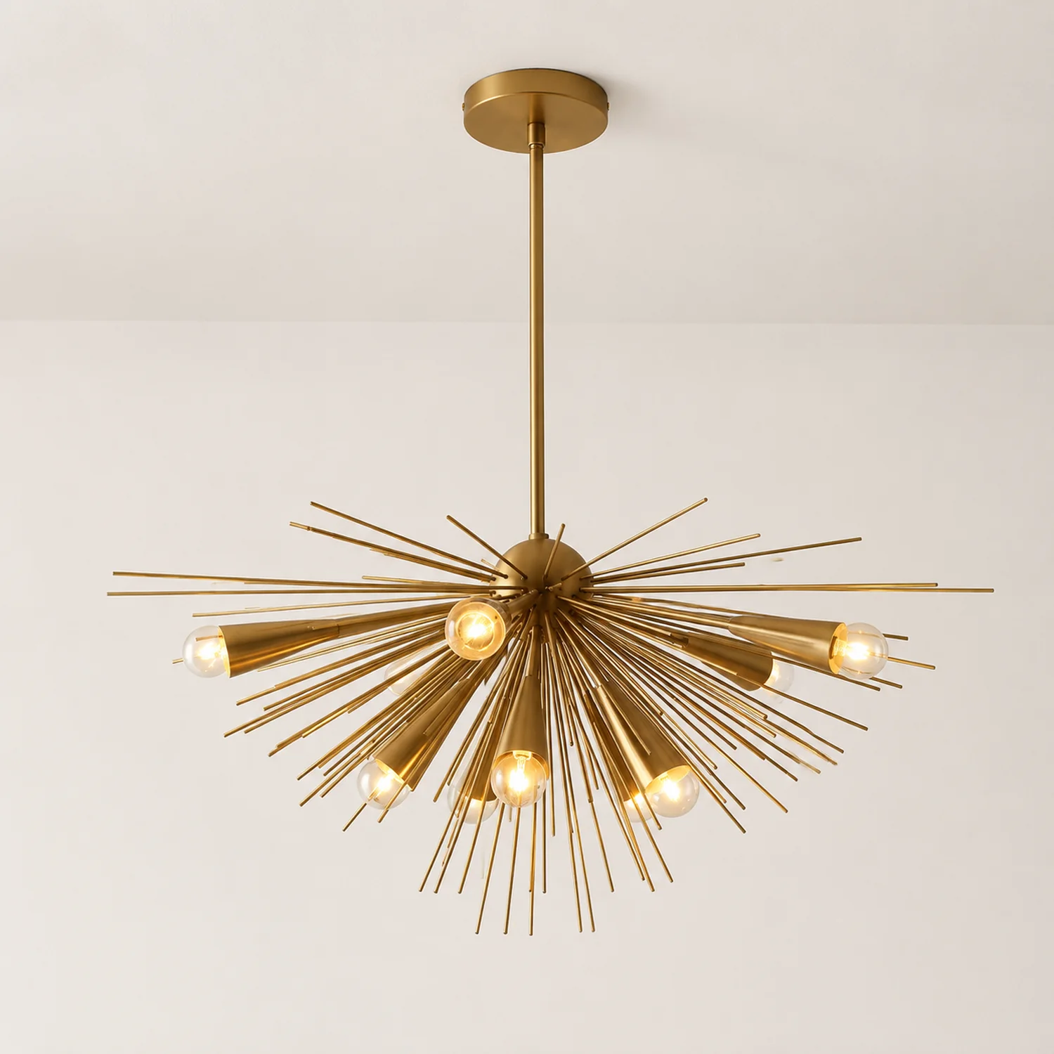 Mid-Century Modernist Brass Chandelier For Living Room - Lumpaz