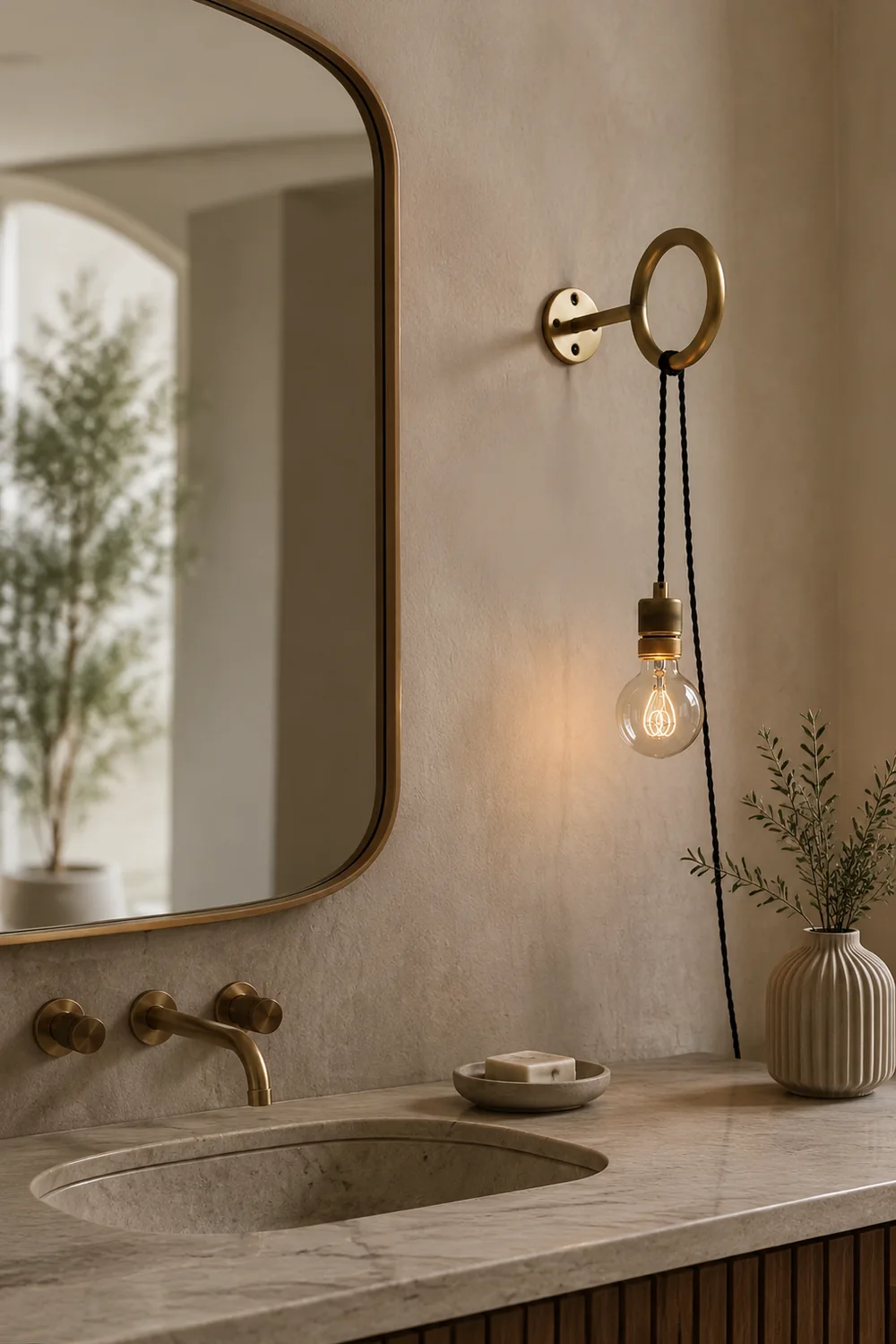 Loop Minimalist Wall Light With Wall Socket - Lumpaz