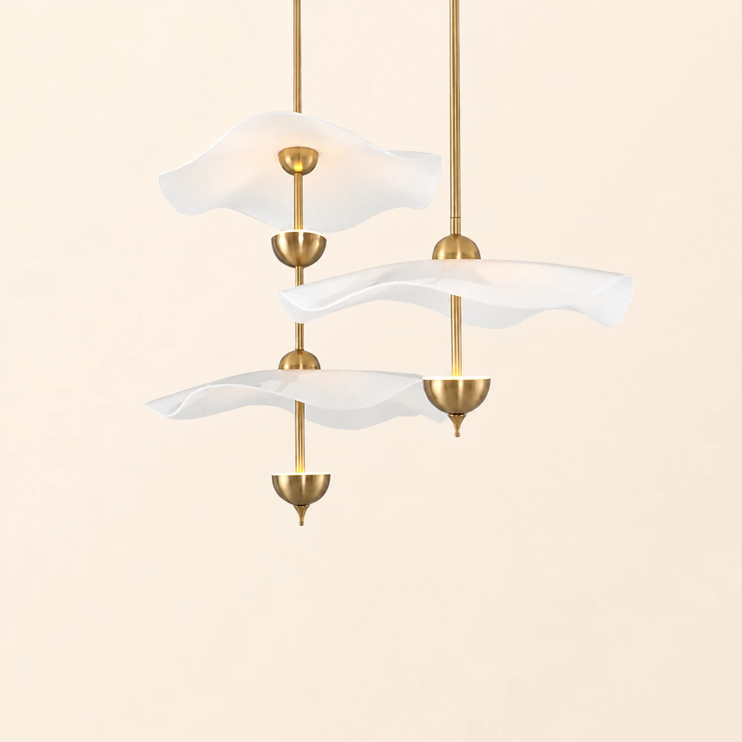 Art Deco Gold Metal Lotus Led Light Fixtures Chandeliers - Lumpaz