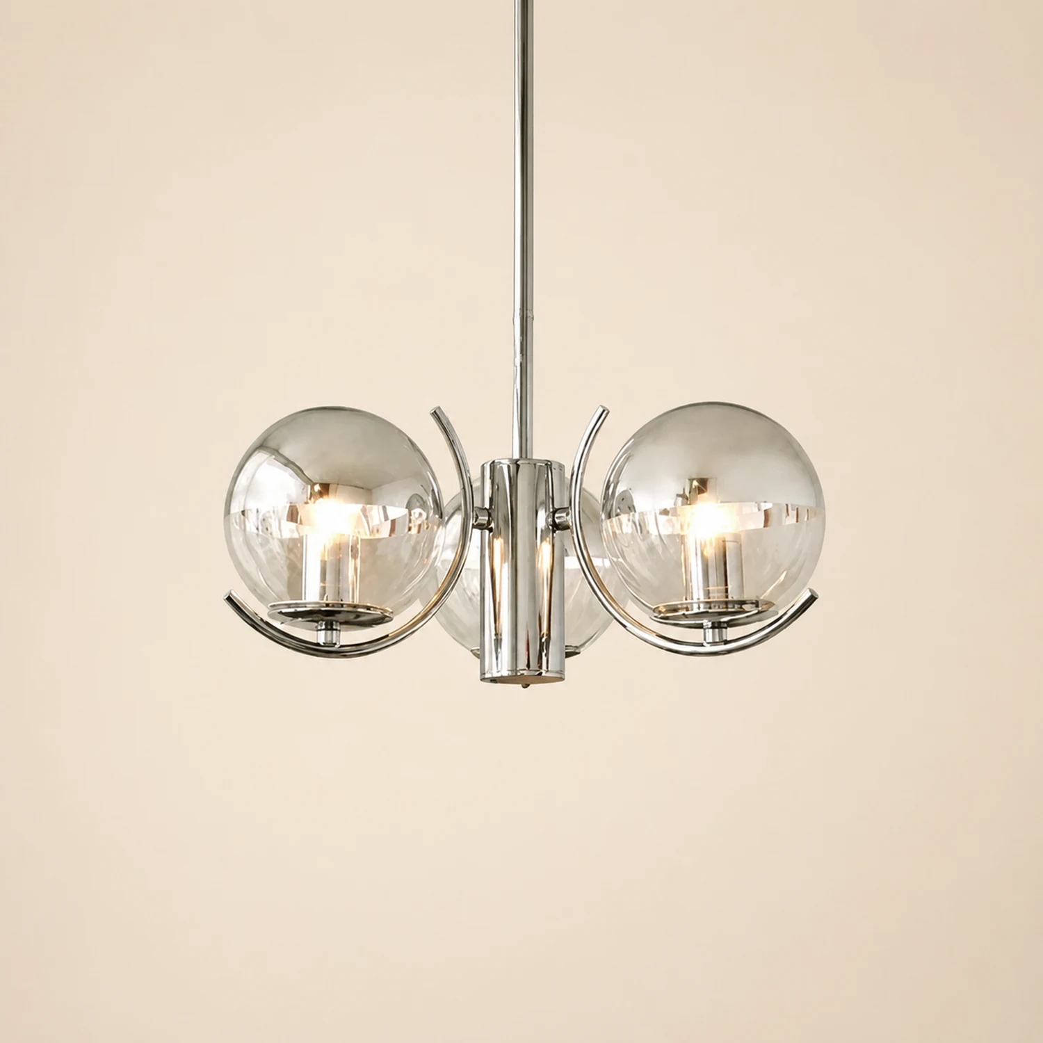 Modern Silver Glass Space Ball Chandelier - Lumpaz