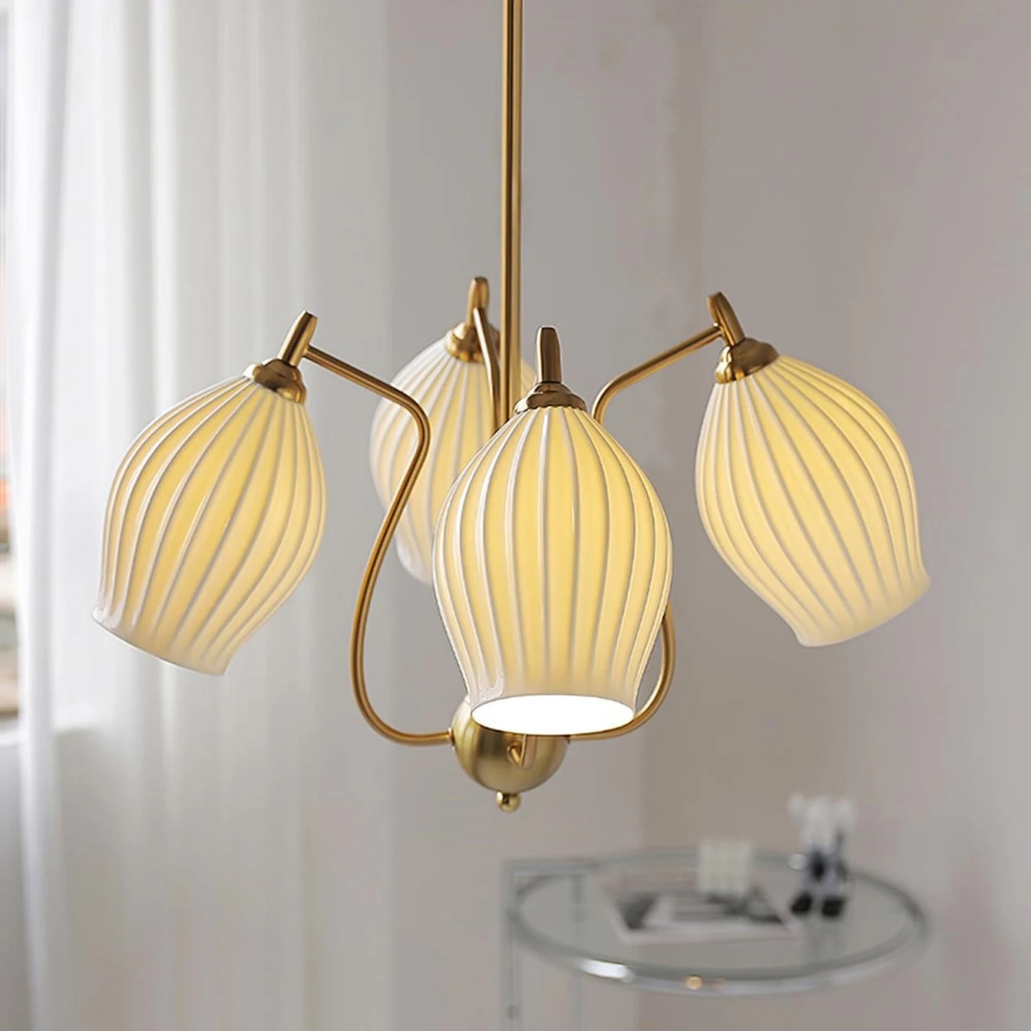Modern Ceramics Flower shaped Warm Chandelier - Lumpaz