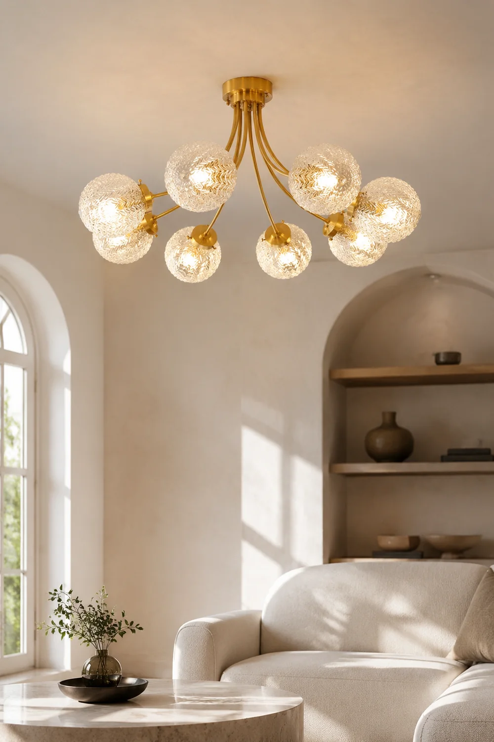 Mid Century Circle Metal Chandelier For Living Room - Lumpaz
