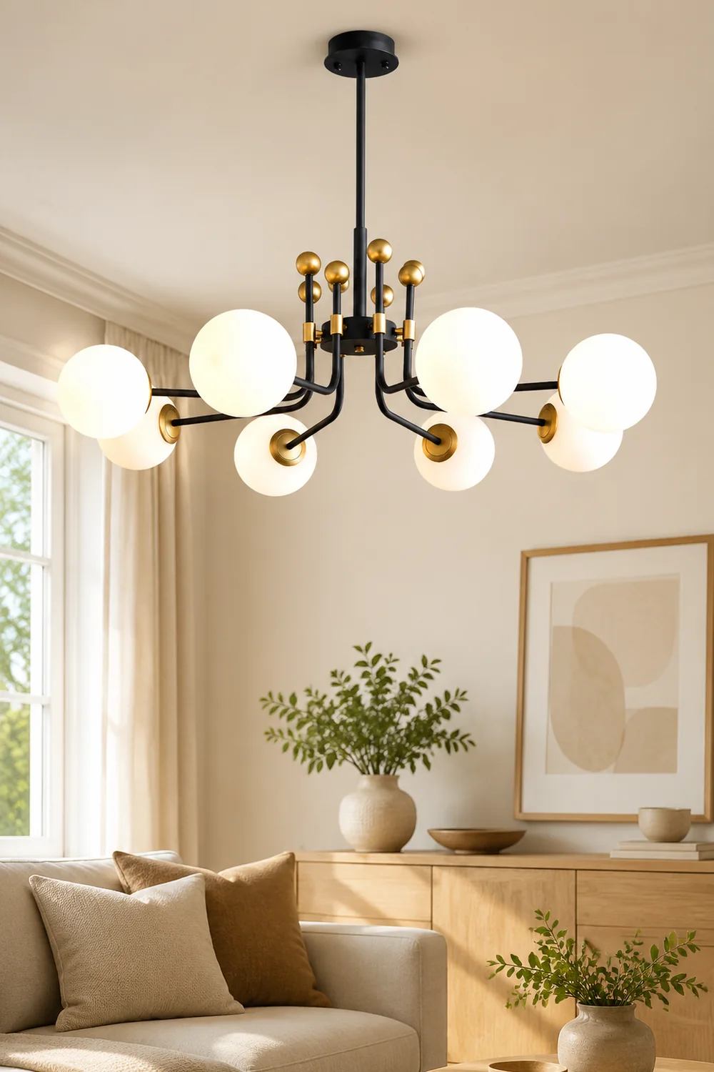 Black Gold Sputnik Chandelier Modern Pendant Light - Lumpaz