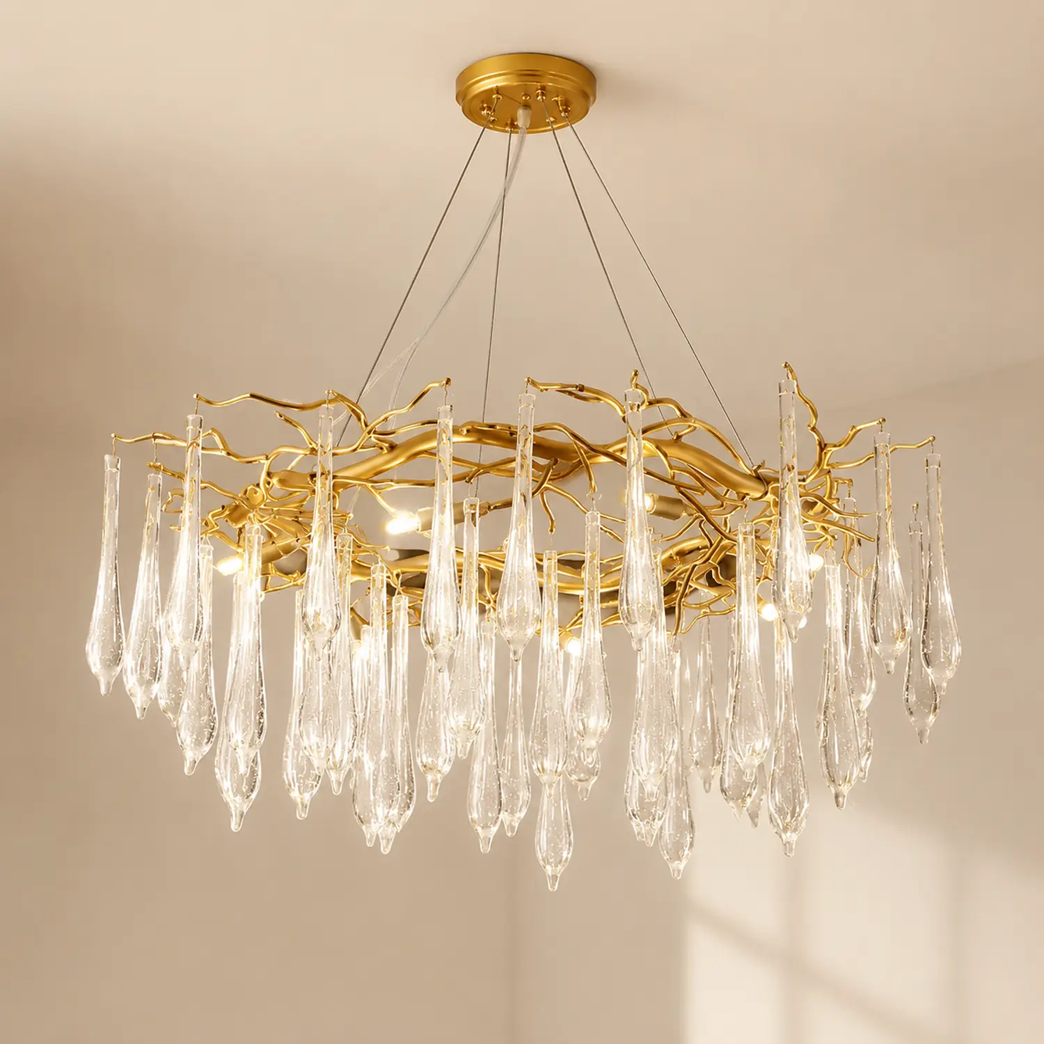 Modern Glass Teardrop Tiered Chandelier - Lumpaz