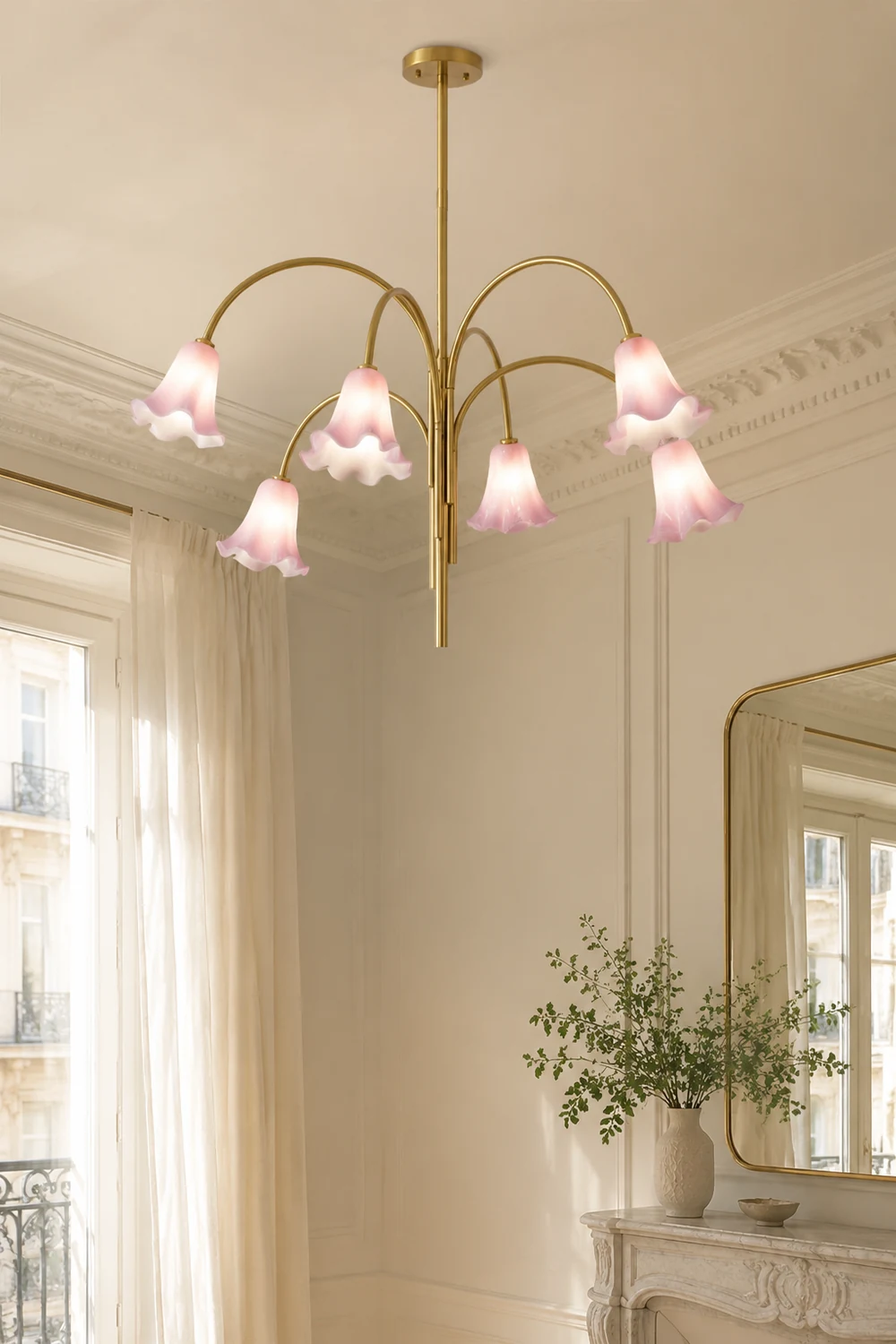 French Vintage Glass Flower Bedroom Chandelier Bauhaus Chandeliers - Lumpaz