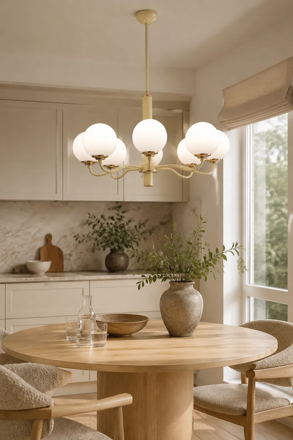 Vinatge White Bubble Globe Chandelier - Lumpaz