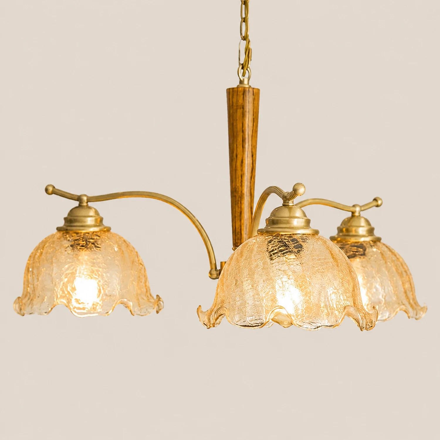 Mid Century Petals All Copper Log Glass Chandelier - Lumpaz