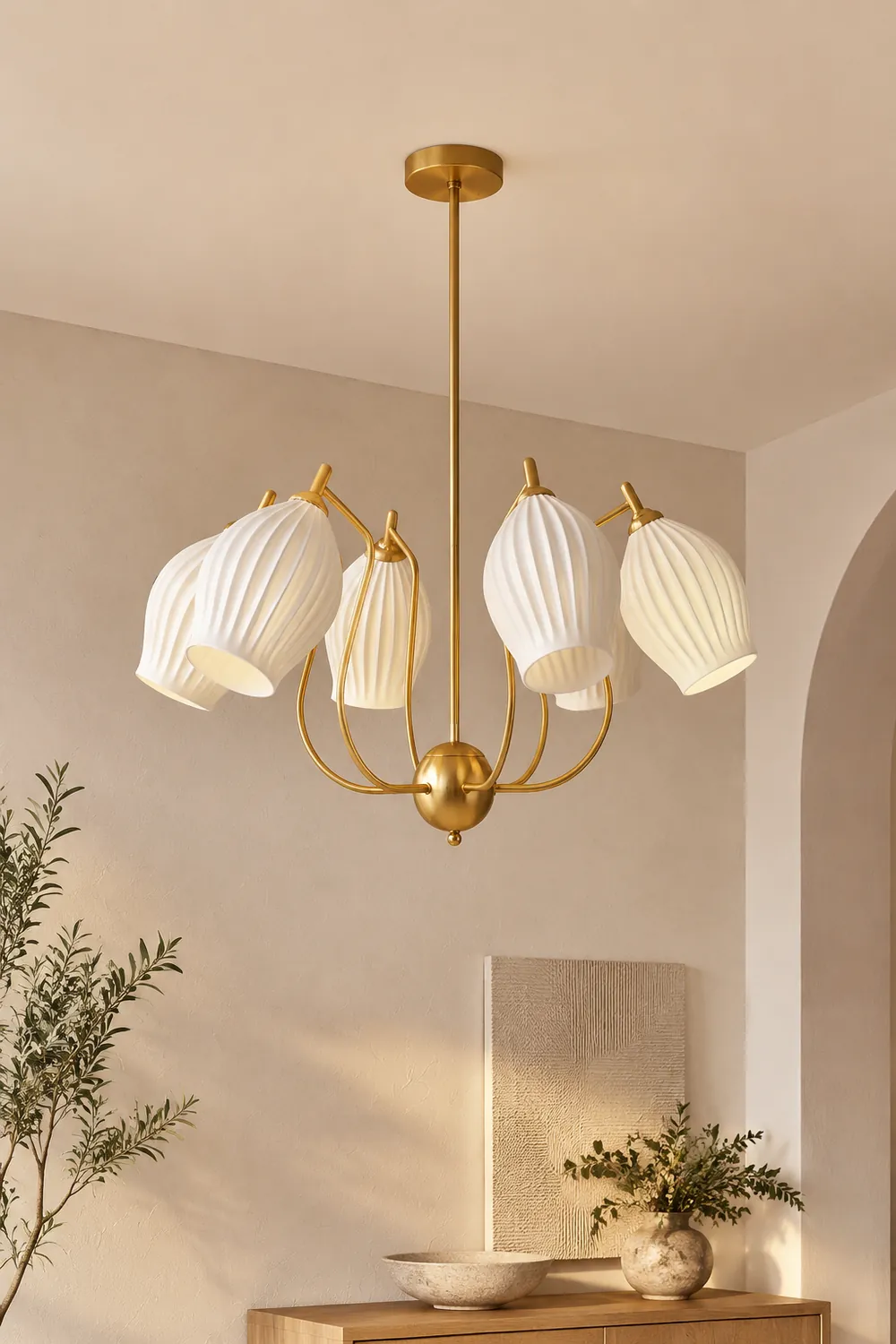 Modern Ceramics Flower shaped Warm Chandelier - Lumpaz
