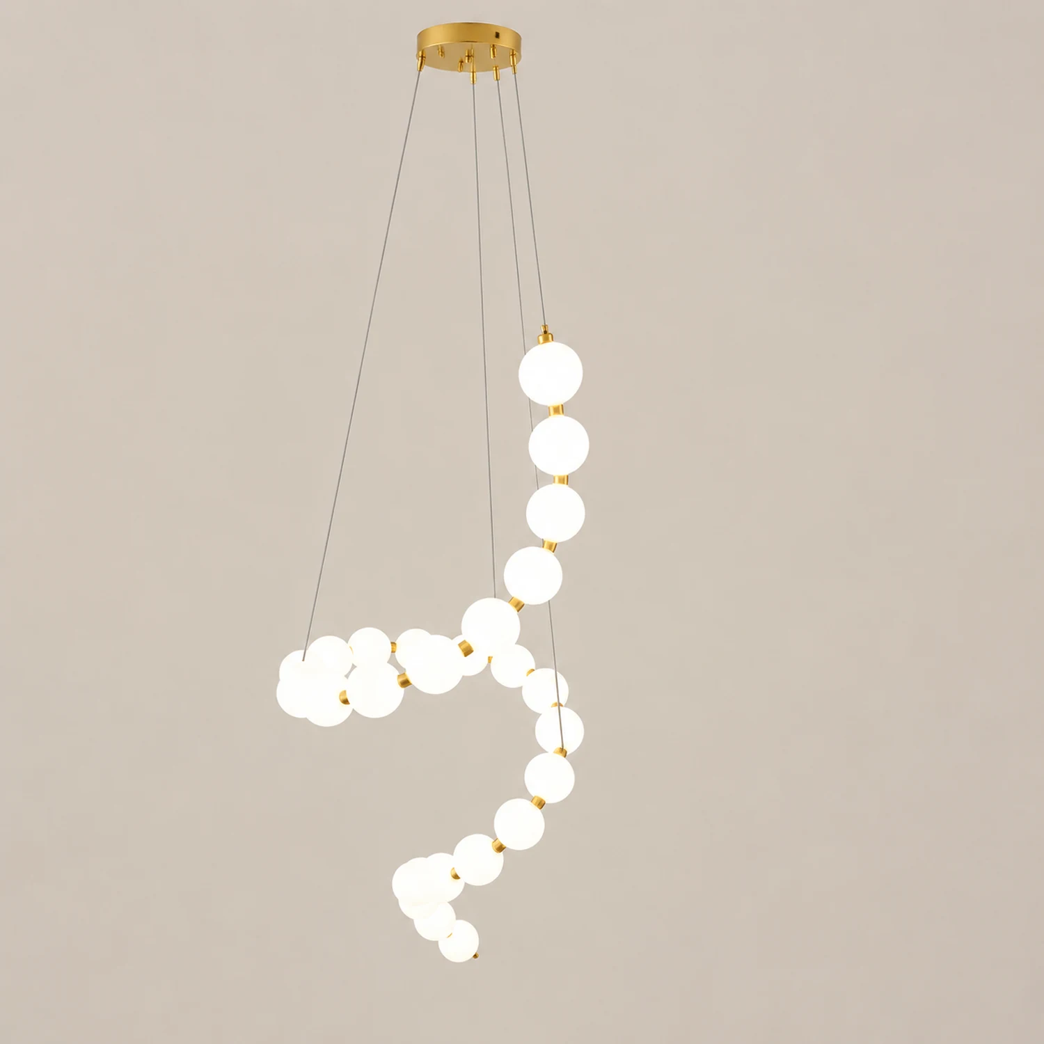 White LED Pearl Necklace Chandelier For Stair - Lumpaz