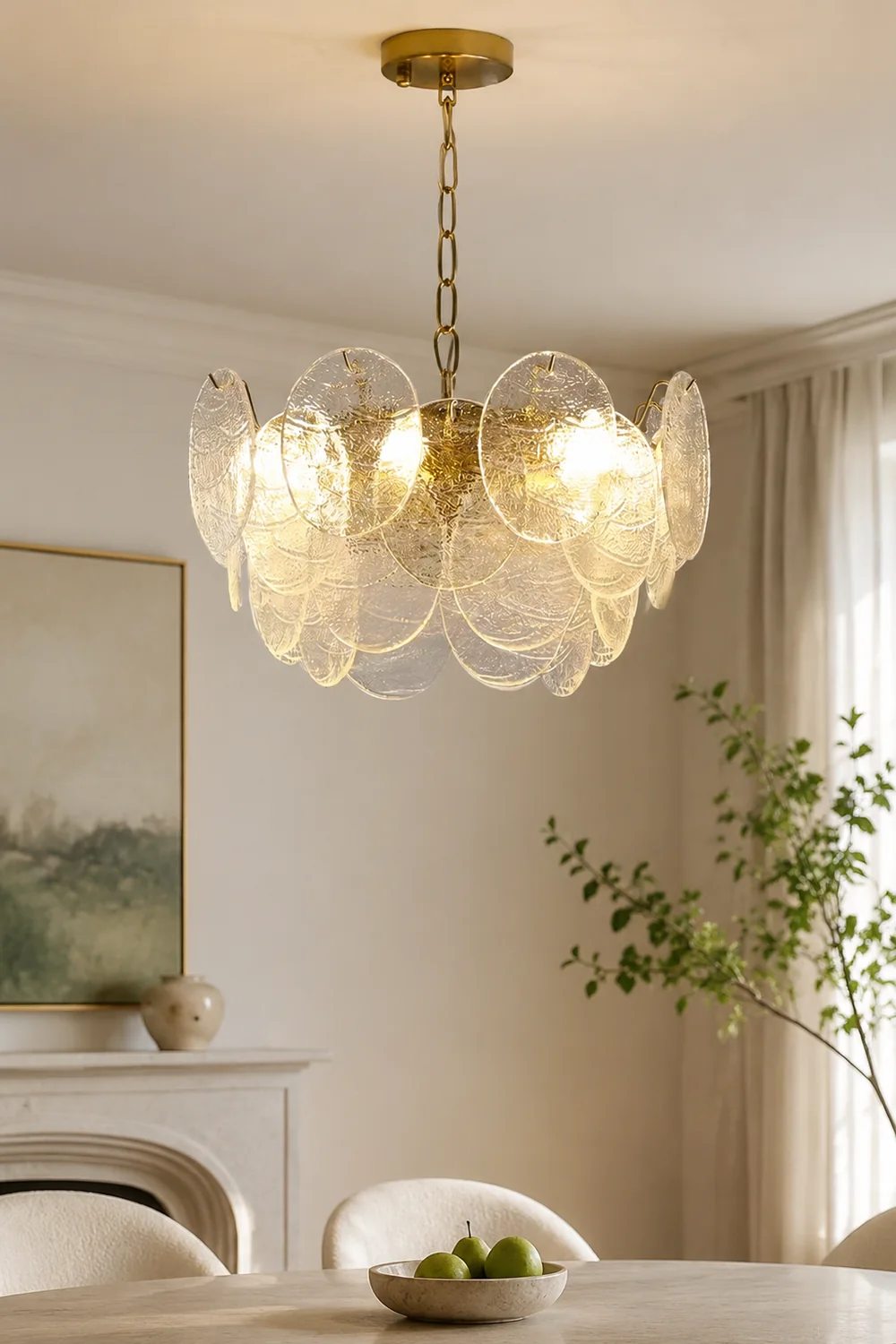 Glass Disc Pendant Light Large Ice Glass Chandelier - Lumpaz