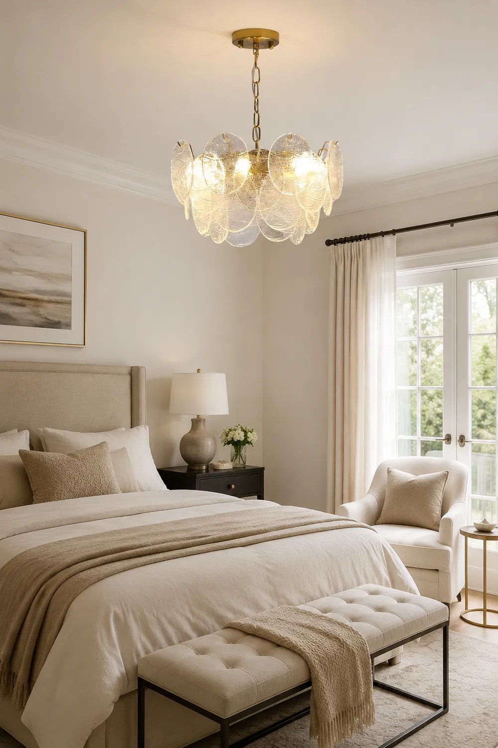 Glass Disc Pendant Light Large Ice Glass Chandelier - Lumpaz