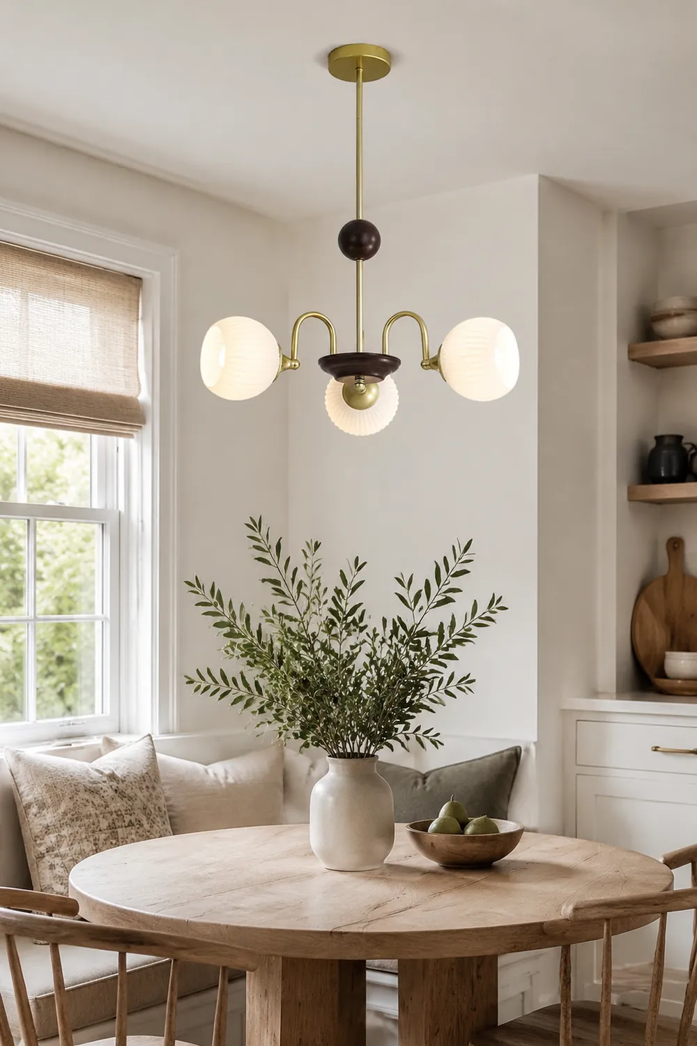 Contemporary Cream Ribbed Glass Chandelier - Lumpaz