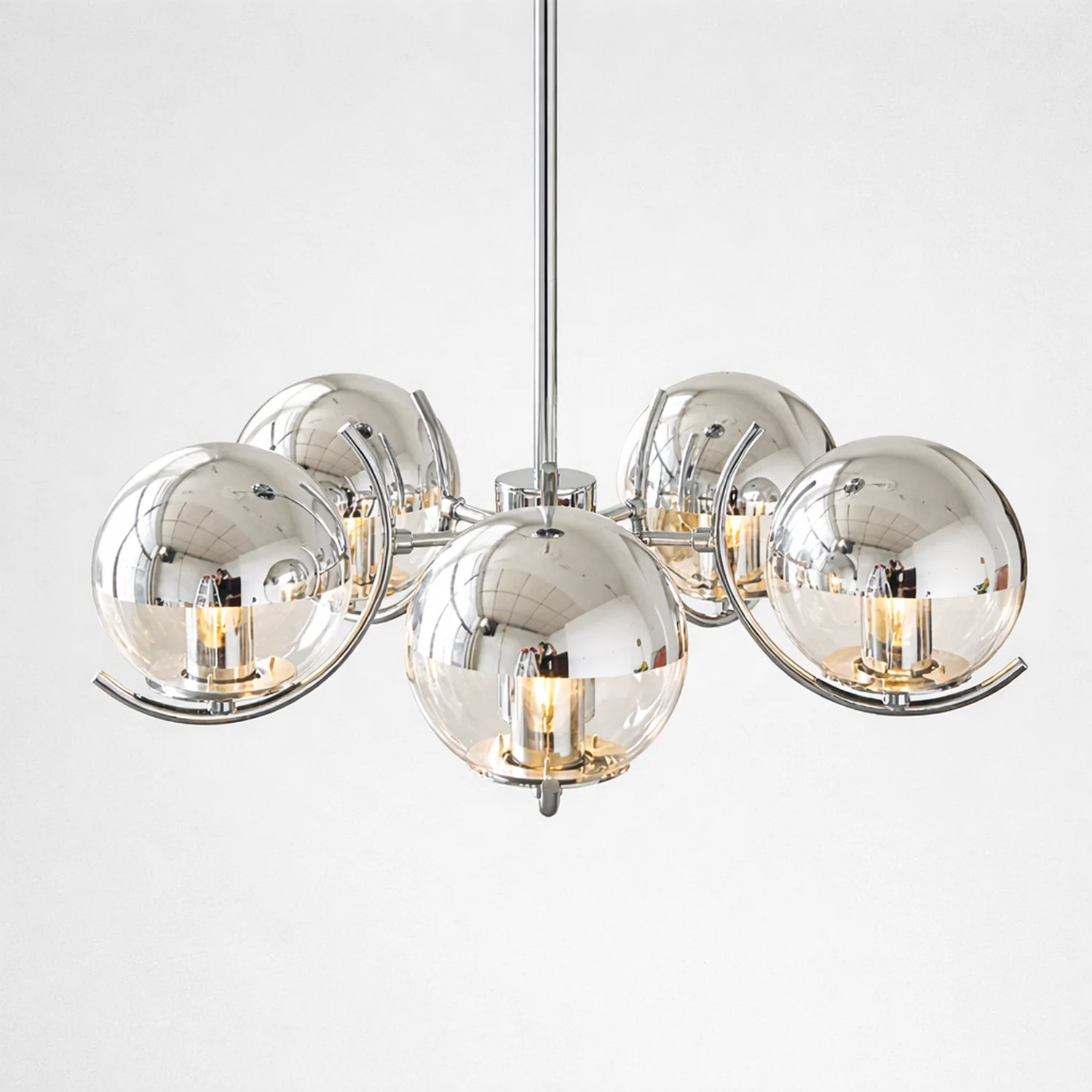 Modern Silver Glass Space Ball Chandelier - Lumpaz