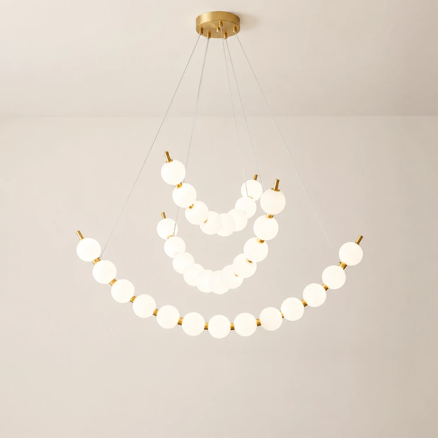 Unique Pearl Design White Ball LED Necklace Chandelier - Lumpaz