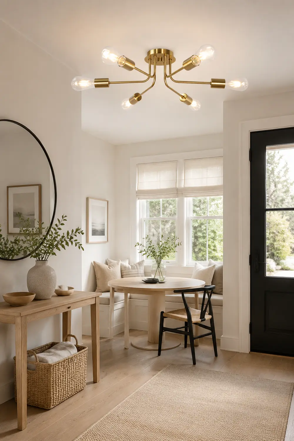 Modern 6-Light Gold Glass Semi Flush Chandelier - Lumpaz