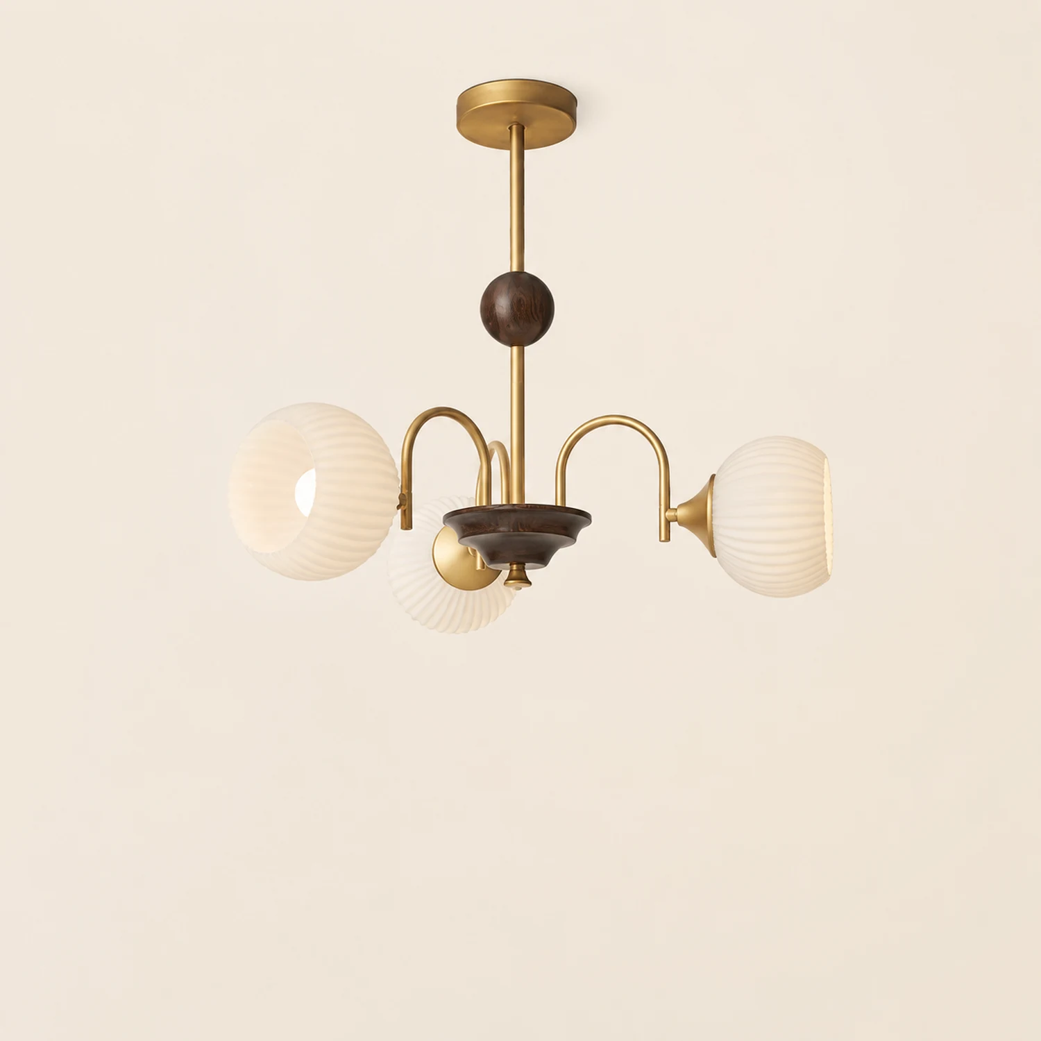 Contemporary Cream Ribbed Glass Chandelier - Lumpaz