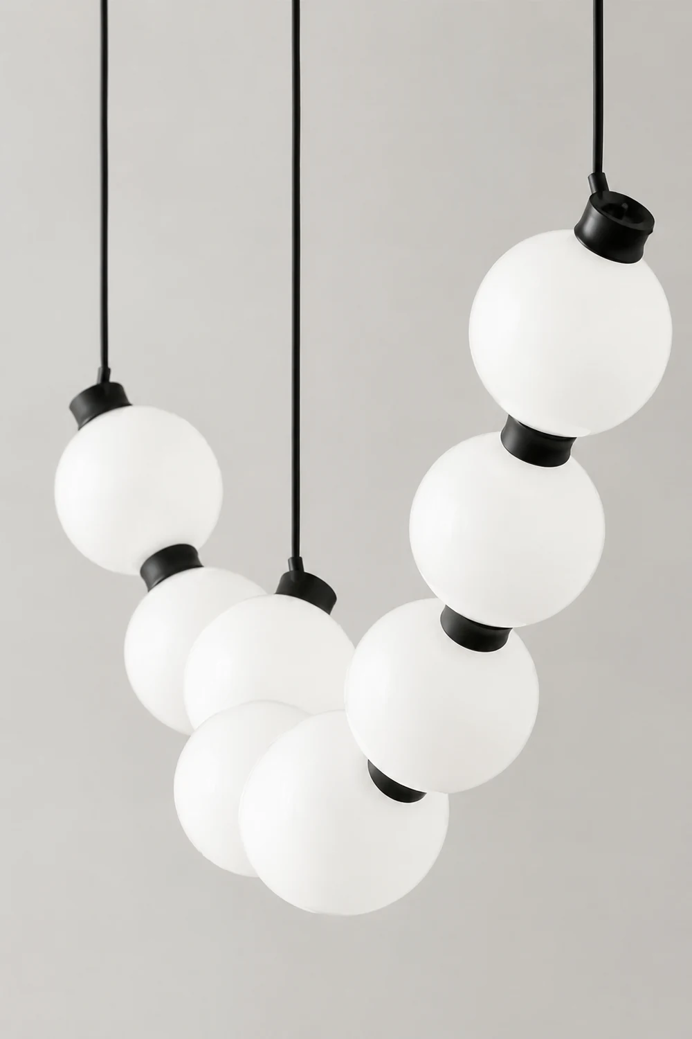 White Ball Bubble Brushed Copper Large Chandelier - Lumpaz