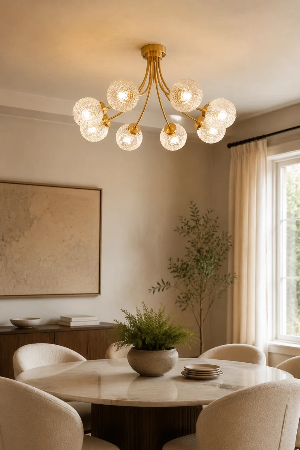 Mid Century Circle Metal Chandelier For Living Room - Lumpaz