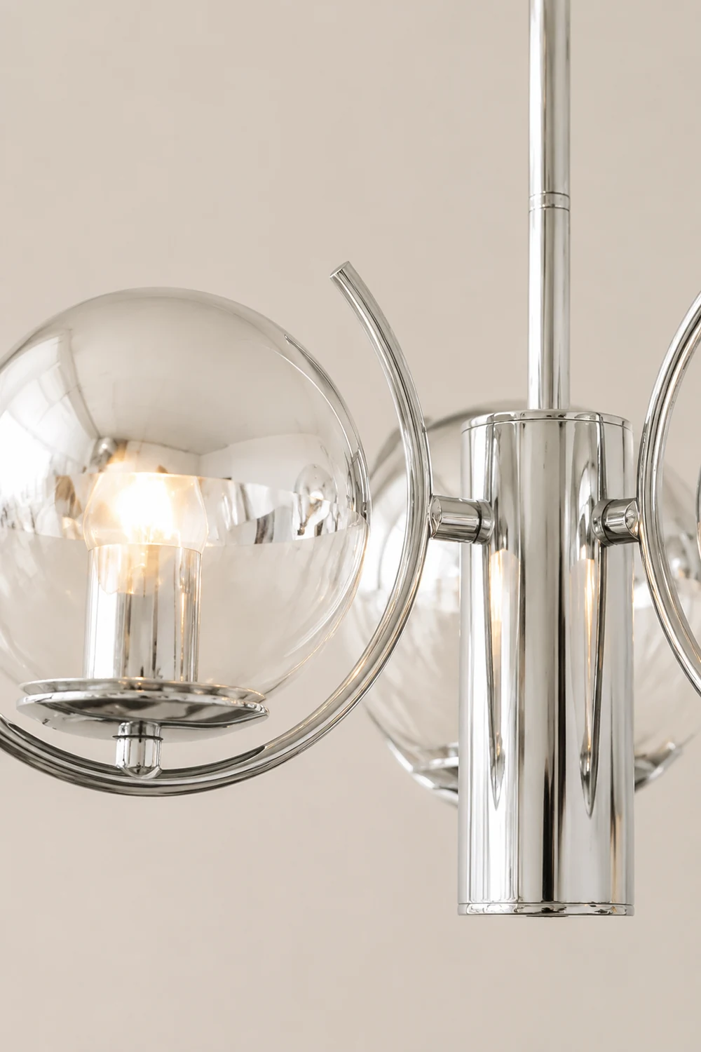Modern Silver Glass Space Ball Chandelier - Lumpaz