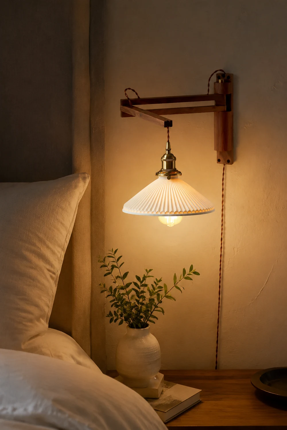 Walnut Swing Arm Wall Lamp - Lumpaz