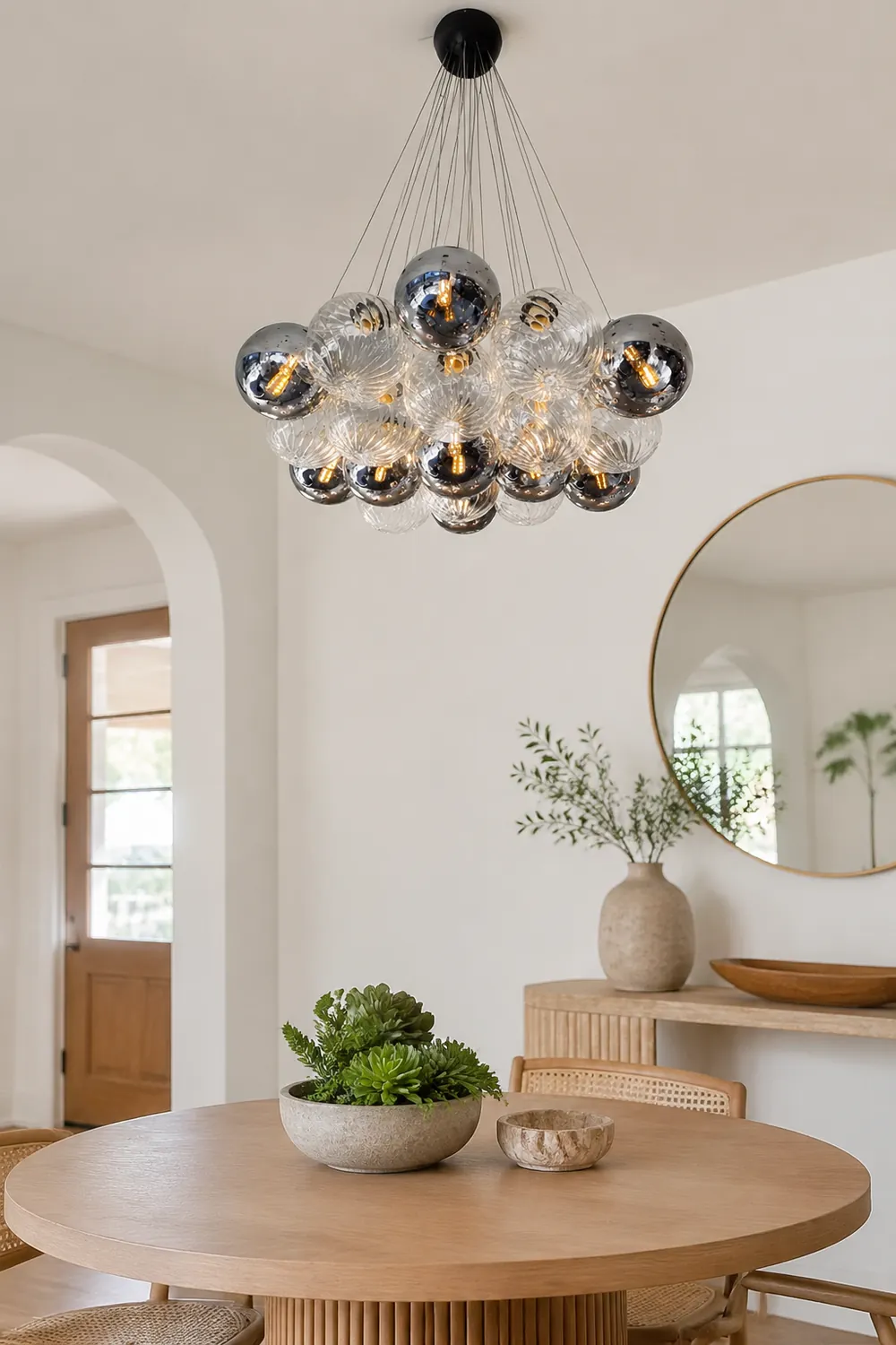 Grey Bubble Glass Ball LED Chandelier - Lumpaz