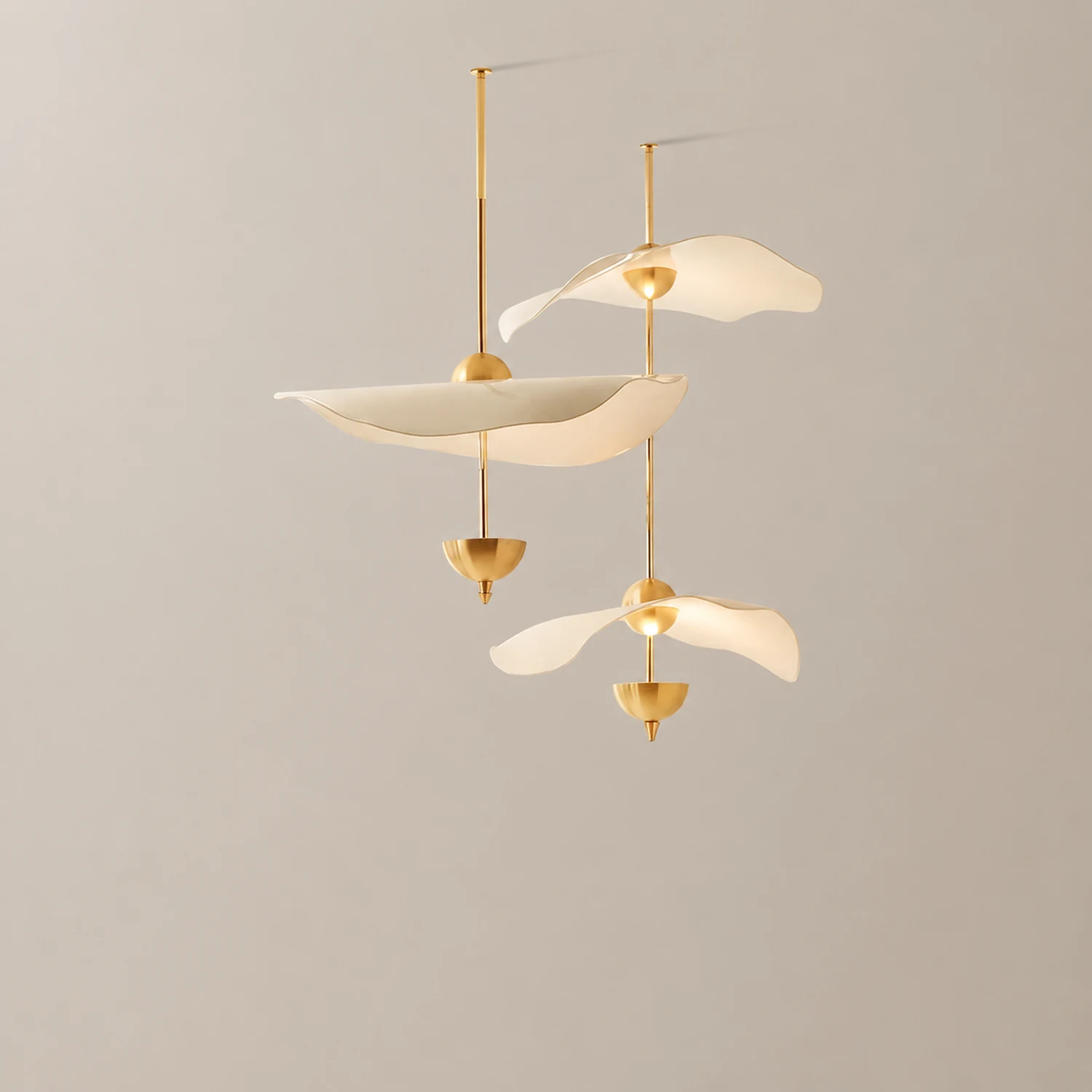 Art Deco Gold Metal Lotus Led Light Fixtures Chandeliers - Lumpaz
