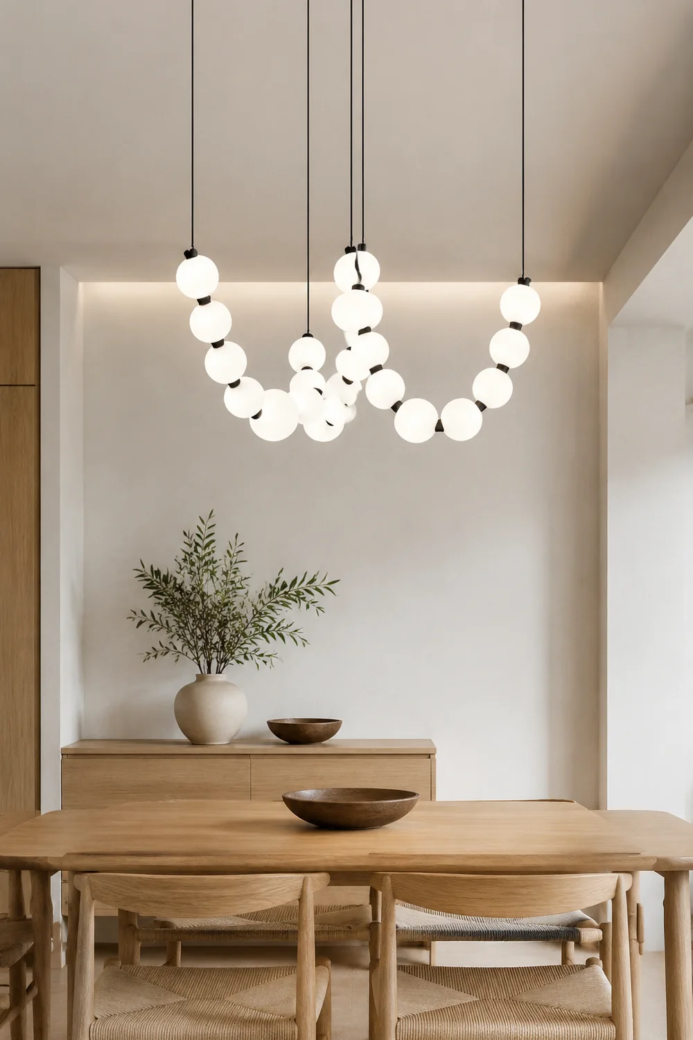 White Ball Bubble Brushed Copper Large Chandelier - Lumpaz