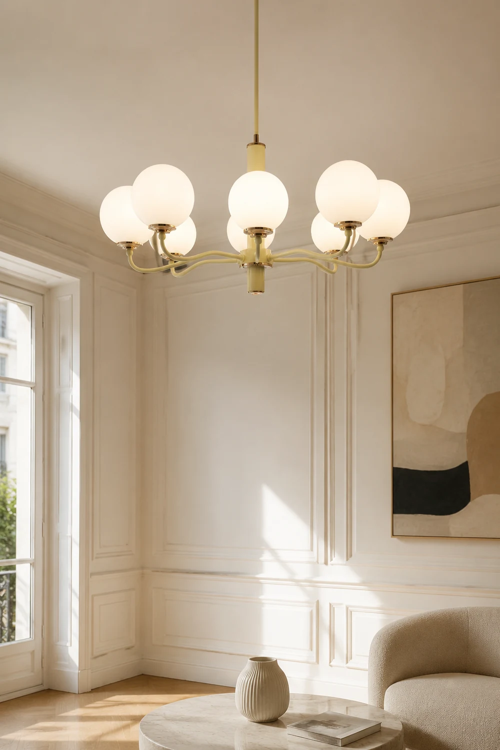 Vinatge White Bubble Globe Chandelier - Lumpaz