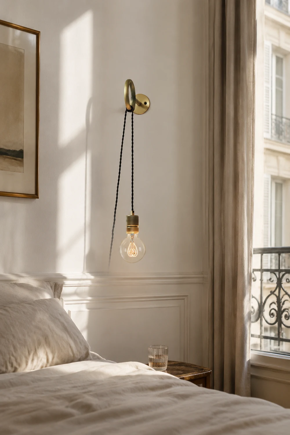 Loop Minimalist Wall Light With Wall Socket - Lumpaz