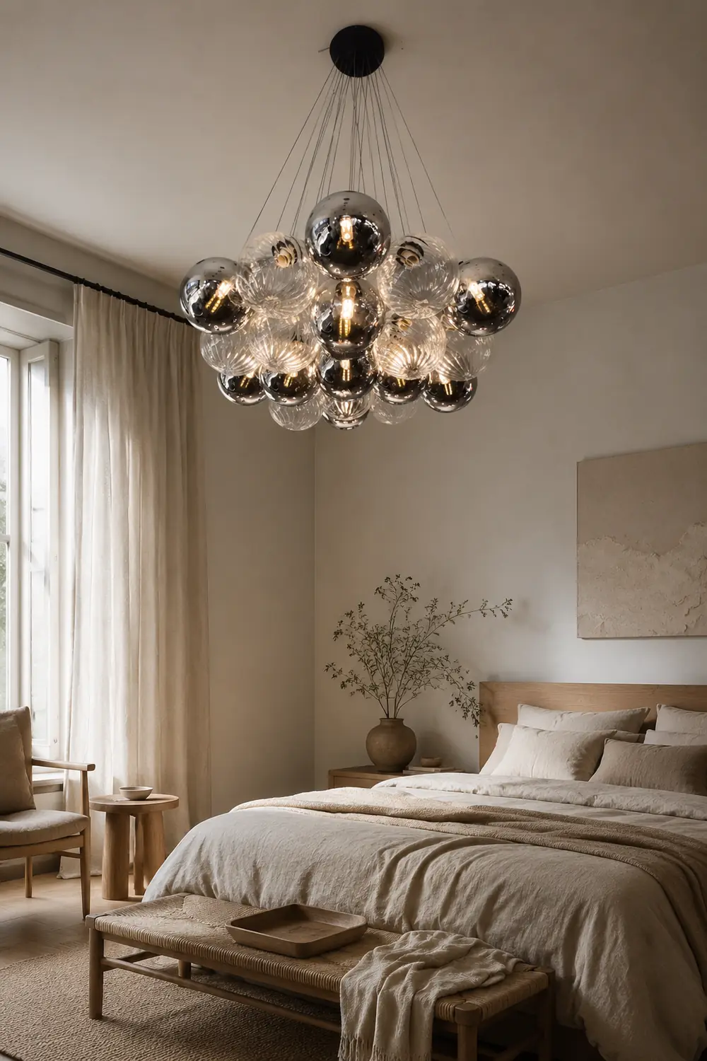 Grey Bubble Glass Ball LED Chandelier - Lumpaz