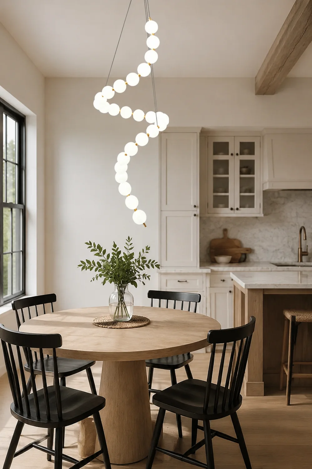 White LED Pearl Necklace Chandelier For Stair - Lumpaz